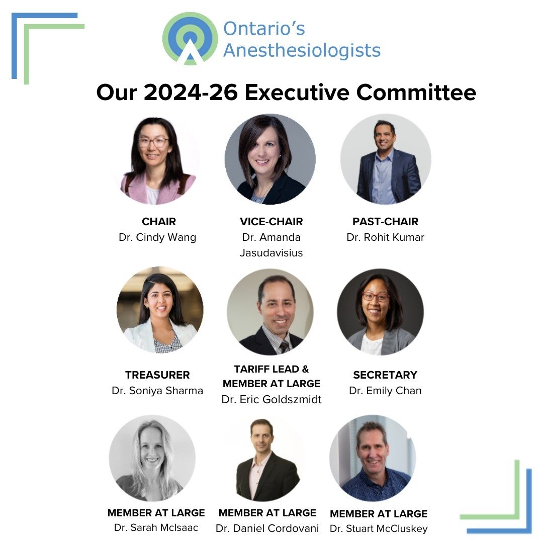 Meet our new Executive Committee! Led by our new Chair, Dr. Cindy Wang, it's ready to tackle the challenges facing our profession and Ontario's health-care sector more broadly.

And a huge &quot;thank you!&quot; to our outgoing Executive members. You