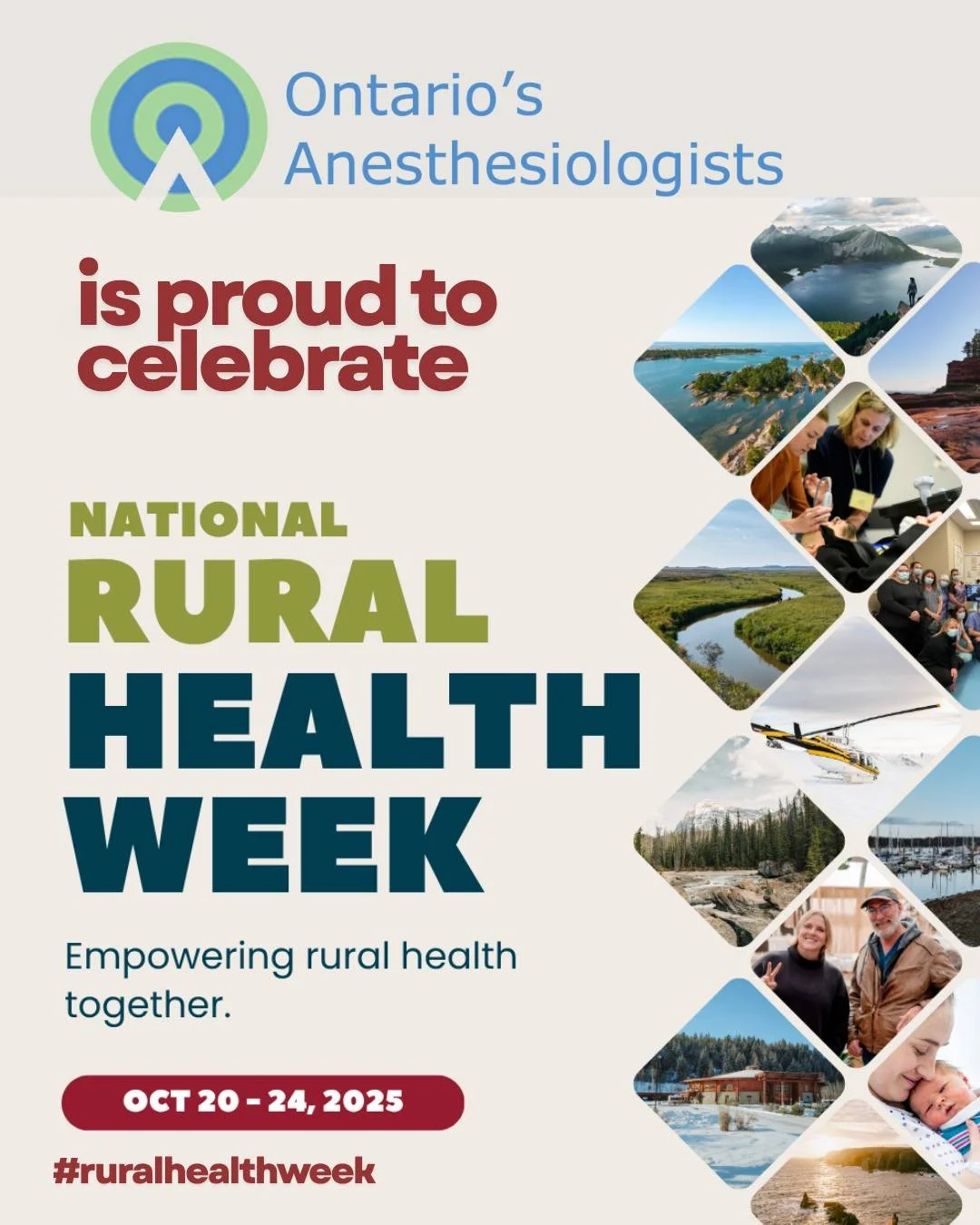 We're celebrating #RuralHealthWeek and our many members who practice anesthesia care in 🇨🇦's rural areas. 
Being an anesthesiologist or FP-A in the rural parts of our country can be tremendously rewarding, with experiences and opportunities unique