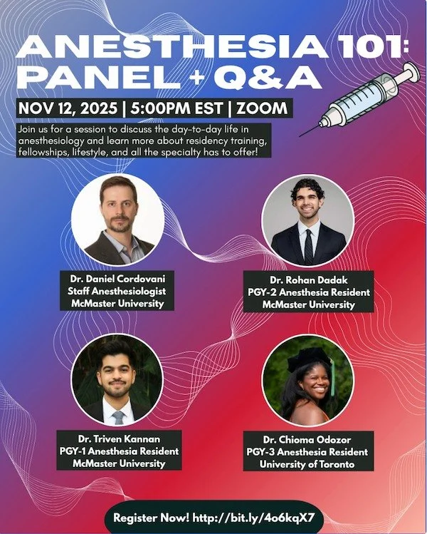 Medical Students: Are you curious about a career in anesthesiology? 

Then next week, on November 12, join @macanesthesiaclerkship for an interactive panel and Q&amp;A designed for pre-clerkship medical students to learn more about the specialty, fro