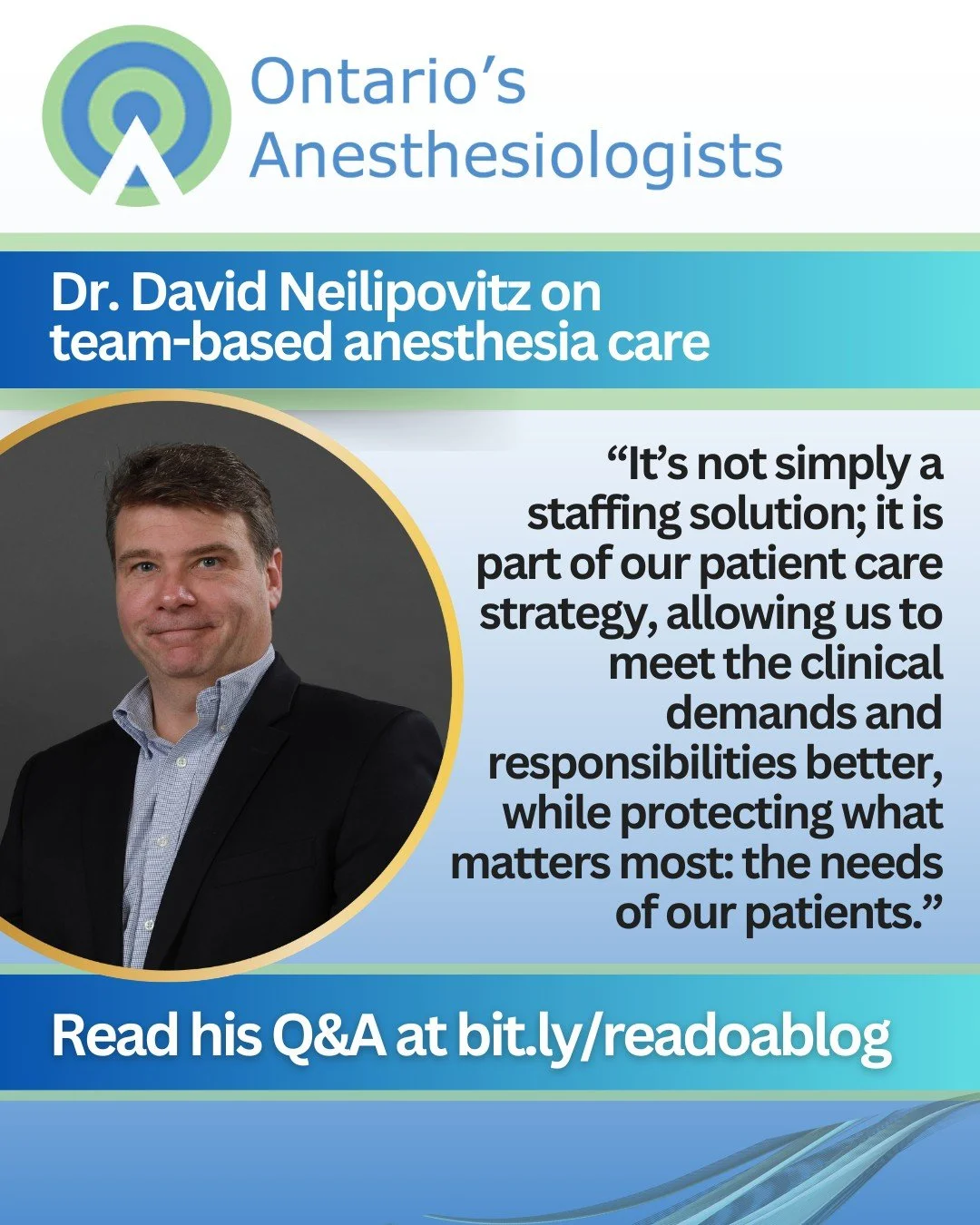 ICYMI: Last month, we shared an interview with Dr. Dave Neilipovitz.

As the Chair and Head of the Department of Anesthesiology &amp; Pain Medicine at the uOttawa and  The Ottawa Hospital - L'H&ocirc;pital d'Ottawa, Dr. Neilipovitz is busy leading th