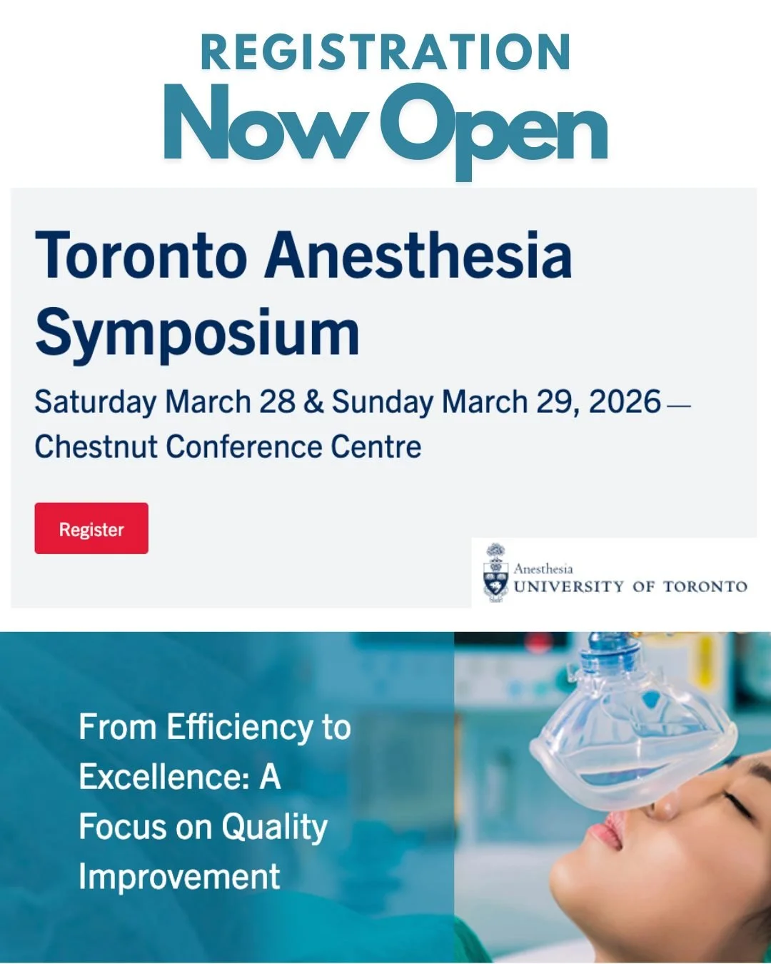 ⏰ You have less than a month to take advantage of the early-bird rate for this year's Toronto Anesthesia Symposium.⏰ 

Hosted by @torontoanesthesia, this year's event runs on Saturday, March 28, and Sunday, March 29, at Toronto's Chestnut Conference 
