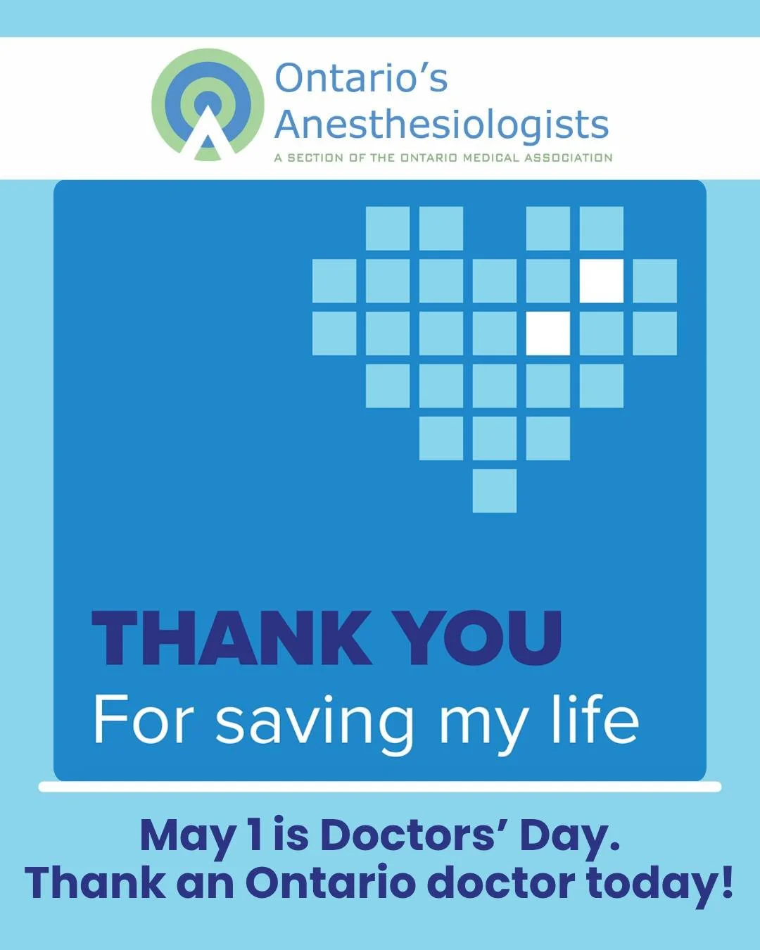 We're just two weeks away from Doctors' Day on May 1. 💙

@ontariosdoctors has set up a quick and simple way for you to thank the doctors who have improved your life.

Head here to submit your message today: Oma.org/DoctorsDay

#DoctorsDay #ThankYouD