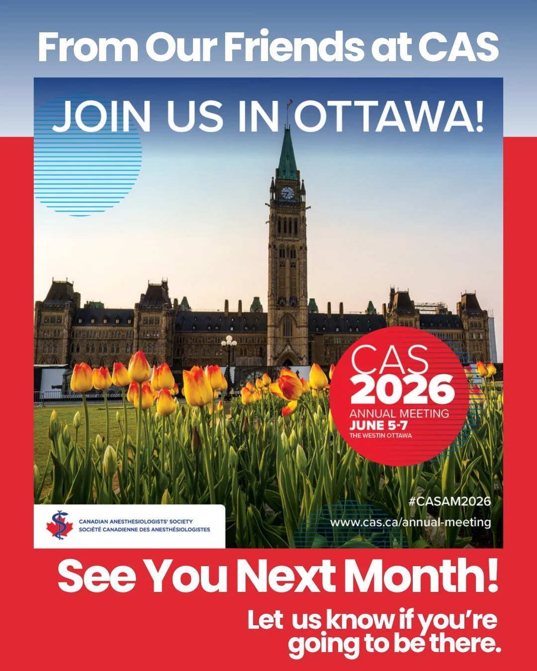 🌟 We're now less than a month away from #CASAM2026! 🌟

We're excited to see 🇨🇦's biggest anesthesia-focused event return to Ontario, and look forward to its engaging and innovative programming, which includes participation from dozens of our memb