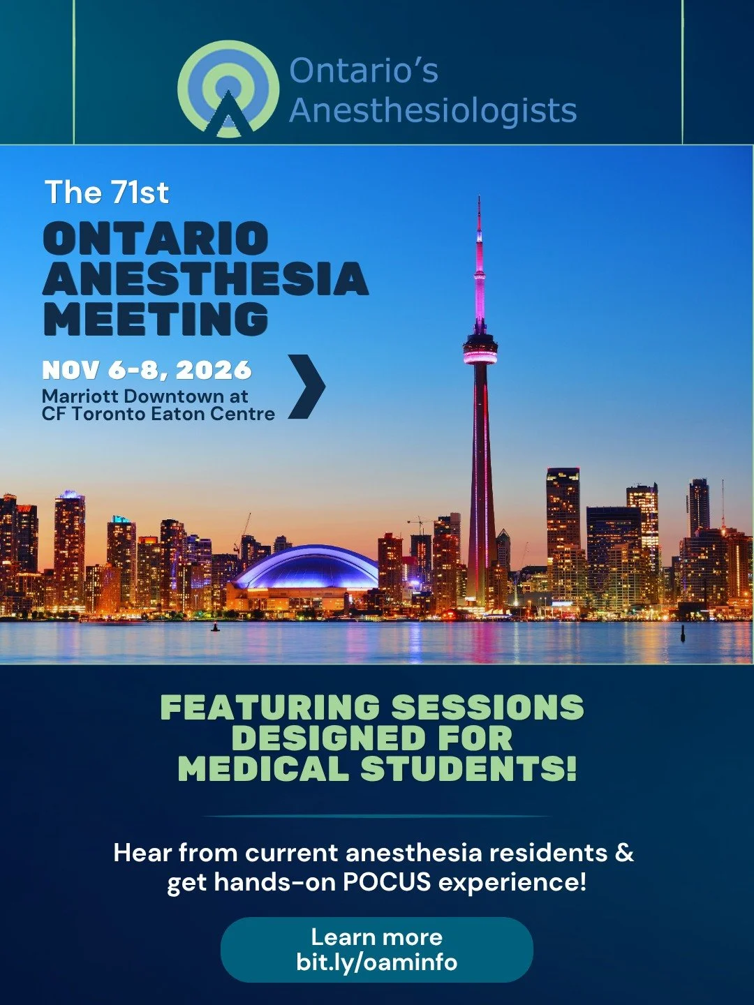 Ontario medical students, is anesthesia the path for you?💉🩺

Find out at this year's #OAAM2026, which features multiple sessions especially for medical students!

Hear from current anesthesiology residents during our Friday, November 6 resident pan