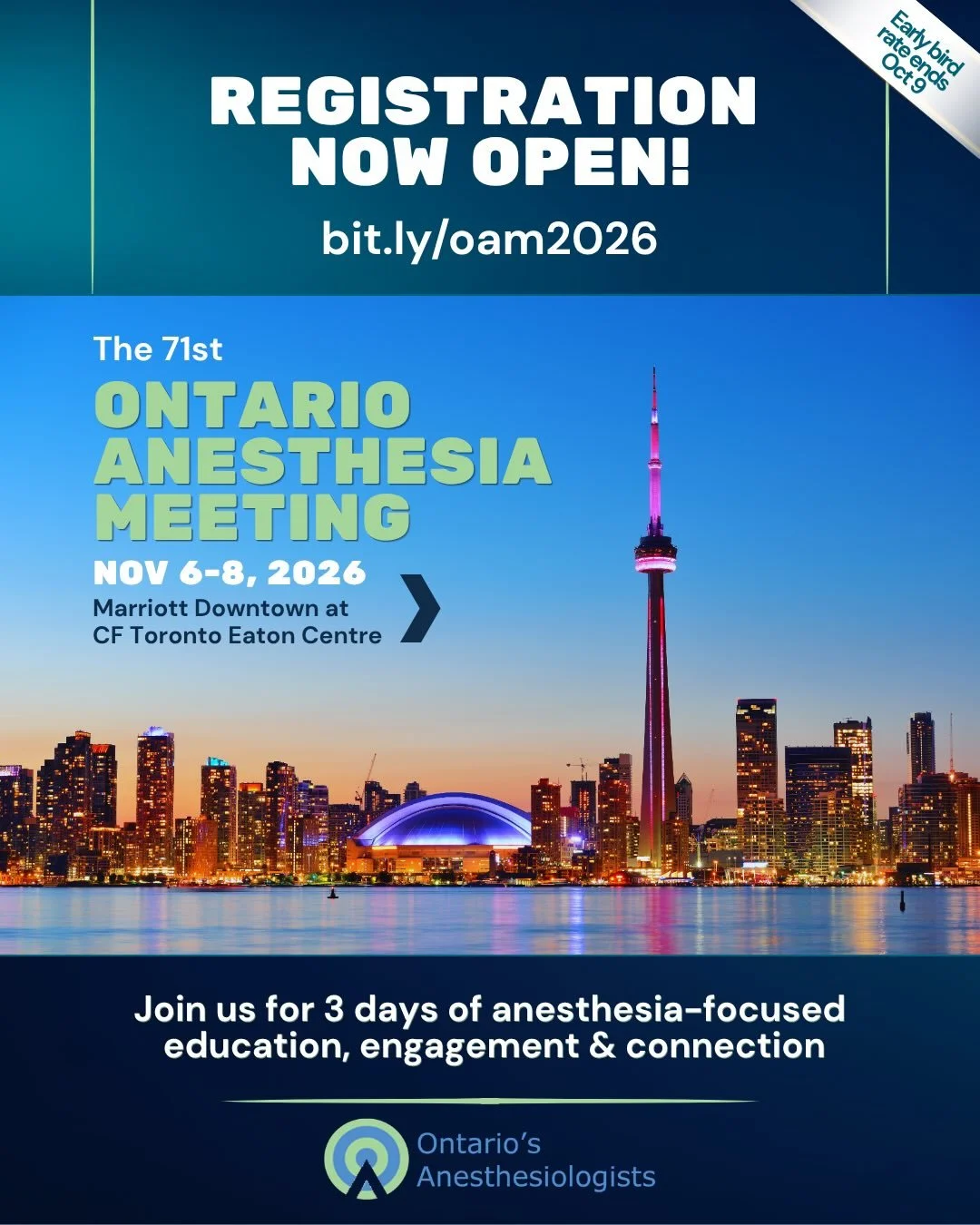 🚨It&rsquo;s the news you&rsquo;ve been waiting for: Registration is now open for this year&rsquo;s Ontario Anesthesia Meeting: bit.ly/oam2026 (link also in our bio).

Offering an exceptional academic program filled with engaging presentations and me