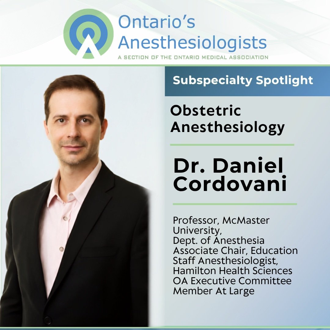 This fall, we&rsquo;re exploring obstetric (OB) anesthesiology, a branch of our profession that touches the lives of thousands of Ontario residents every year. Helping us out is @macanesthesia&rsquo;s Dr. Daniel Cordovani who, in this Subspecialty Sp