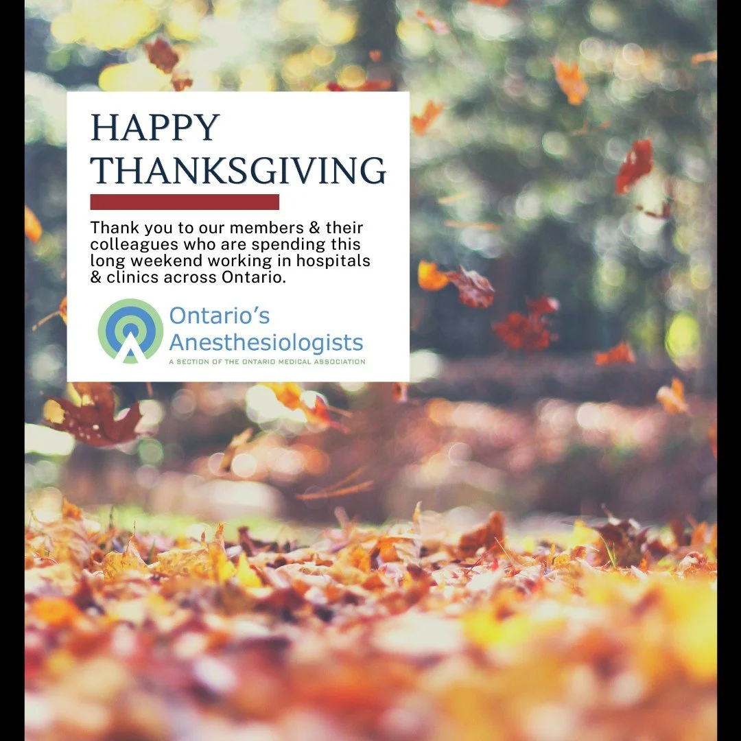 On this day of thanks, when much of Ontario enjoys an extra day off, we want to take a moment and express our gratitude to our members and their colleagues in health care, especially to those working this weekend. We recognize your dedication and com