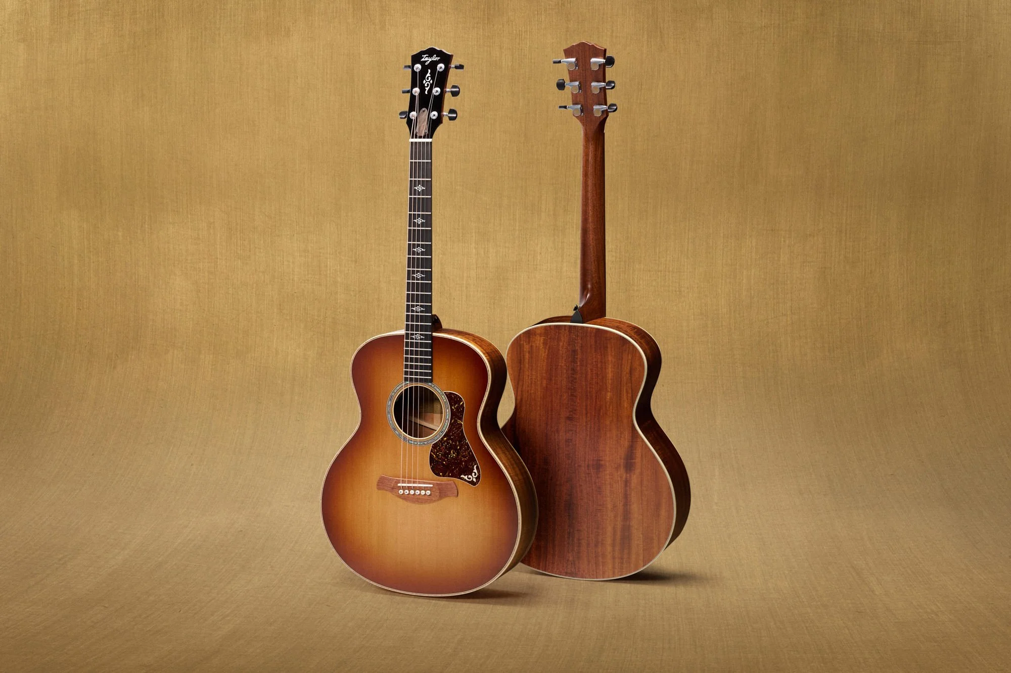 Taylor-Gold Label-814e-Koa-Front and Back-On Gold.jpg