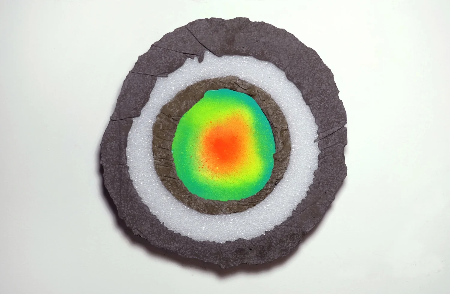 concrete, plaster, foam, spray paint, dye, hardware, 10.5 x 11.5 x 2.5 inches, 2015