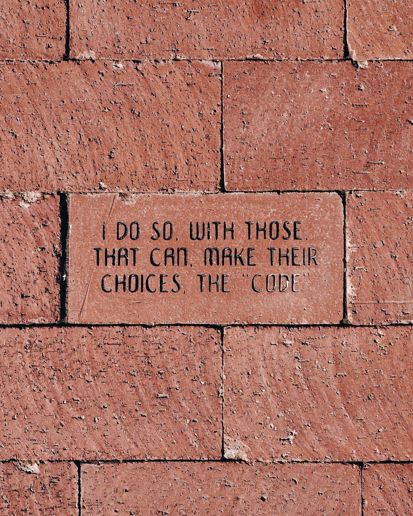 This old cadet brick on the @newmexicomilitaryinstitute campus is almost like a short poem, with it's short sentences and disparate concept. As a recruit at training (RAT) we were not allowed to even walk freely on these bricks. The &quot;code&quot; 