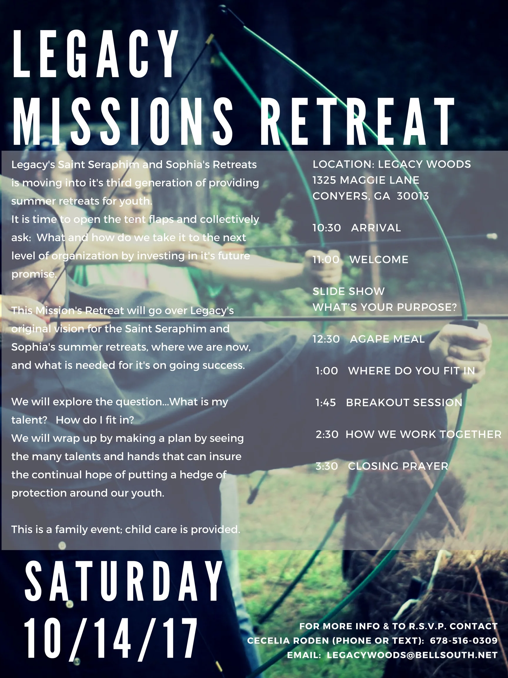 LEGACY'S MISSIONS RETREATLegacy's Saint Seraphim and Sophia's Retreats is moving into it's third generation of providing summer retreats for youth. It is time to open the tent flaps and collectively ask- What and how.jpg