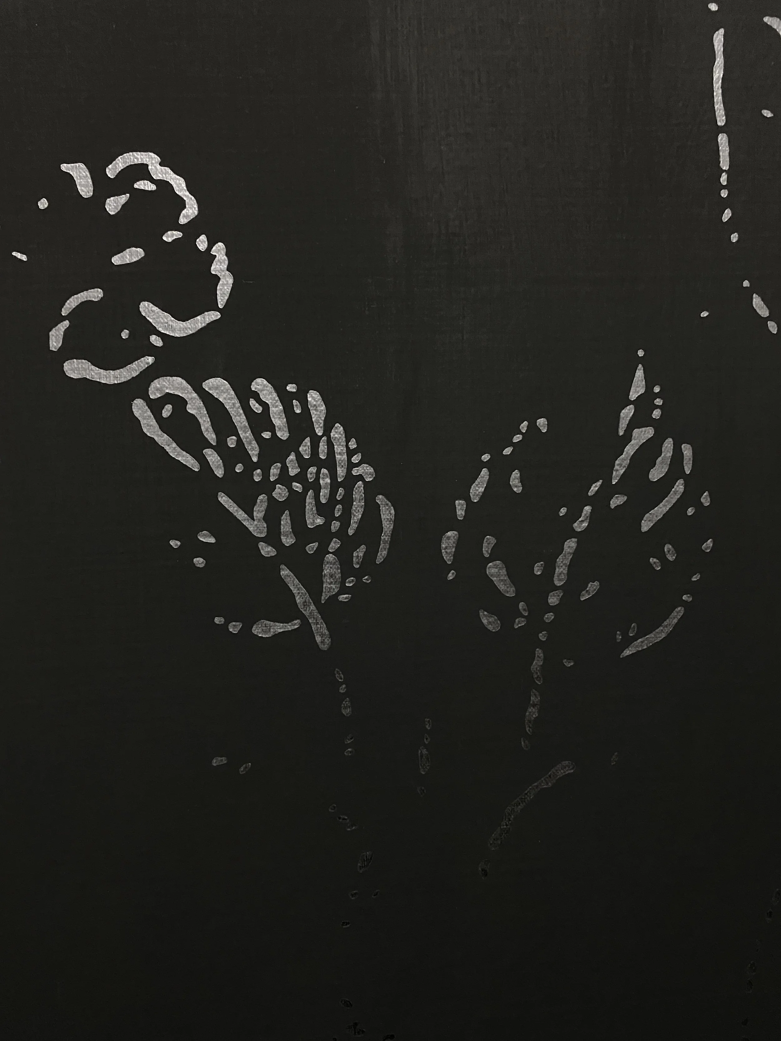  untitled (funerary painting, detail), graphite and Flashe on canvas, 70” x 50”, 2022 