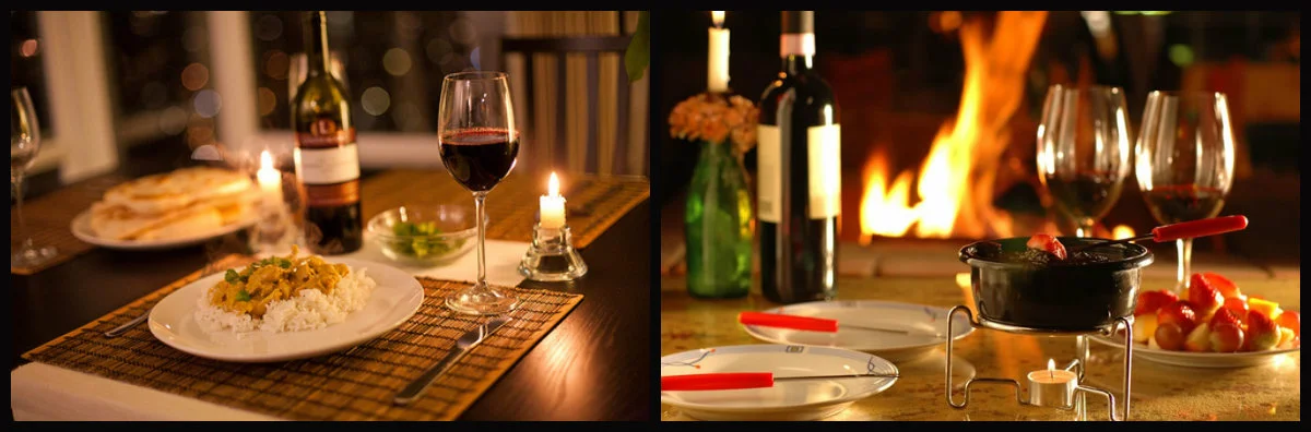 Jantar a luz de velas + Fondue de chocolate.