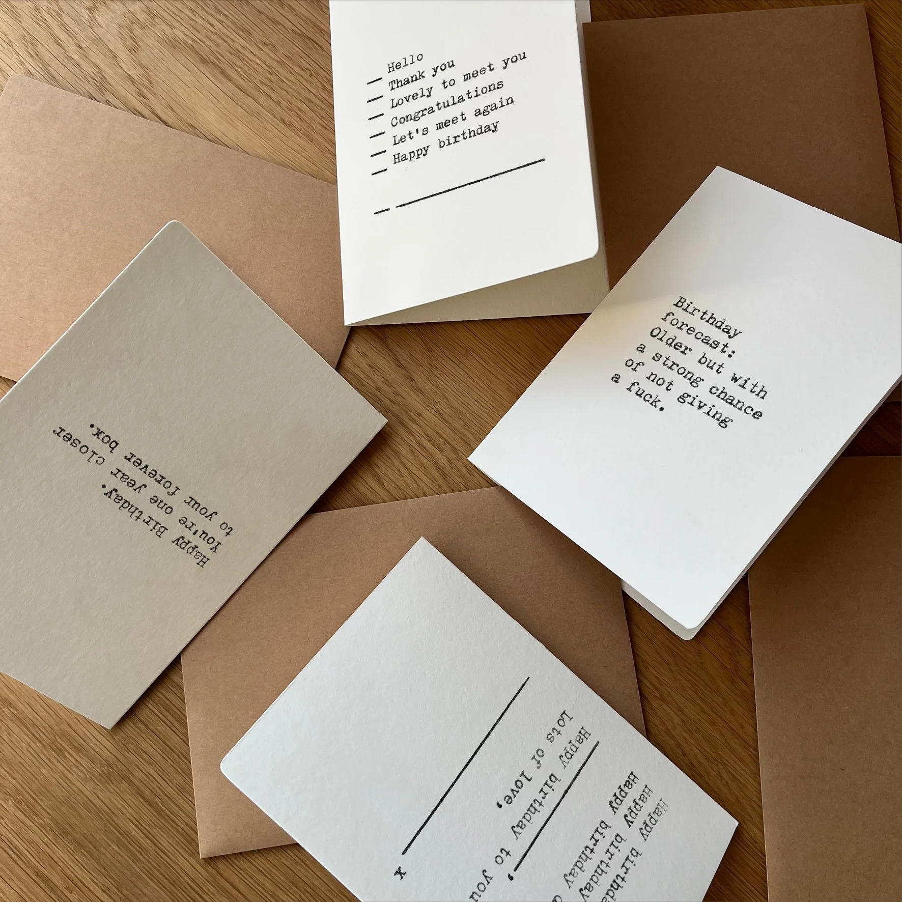 Warm Words – Set of 4 handmade cards and envelopes