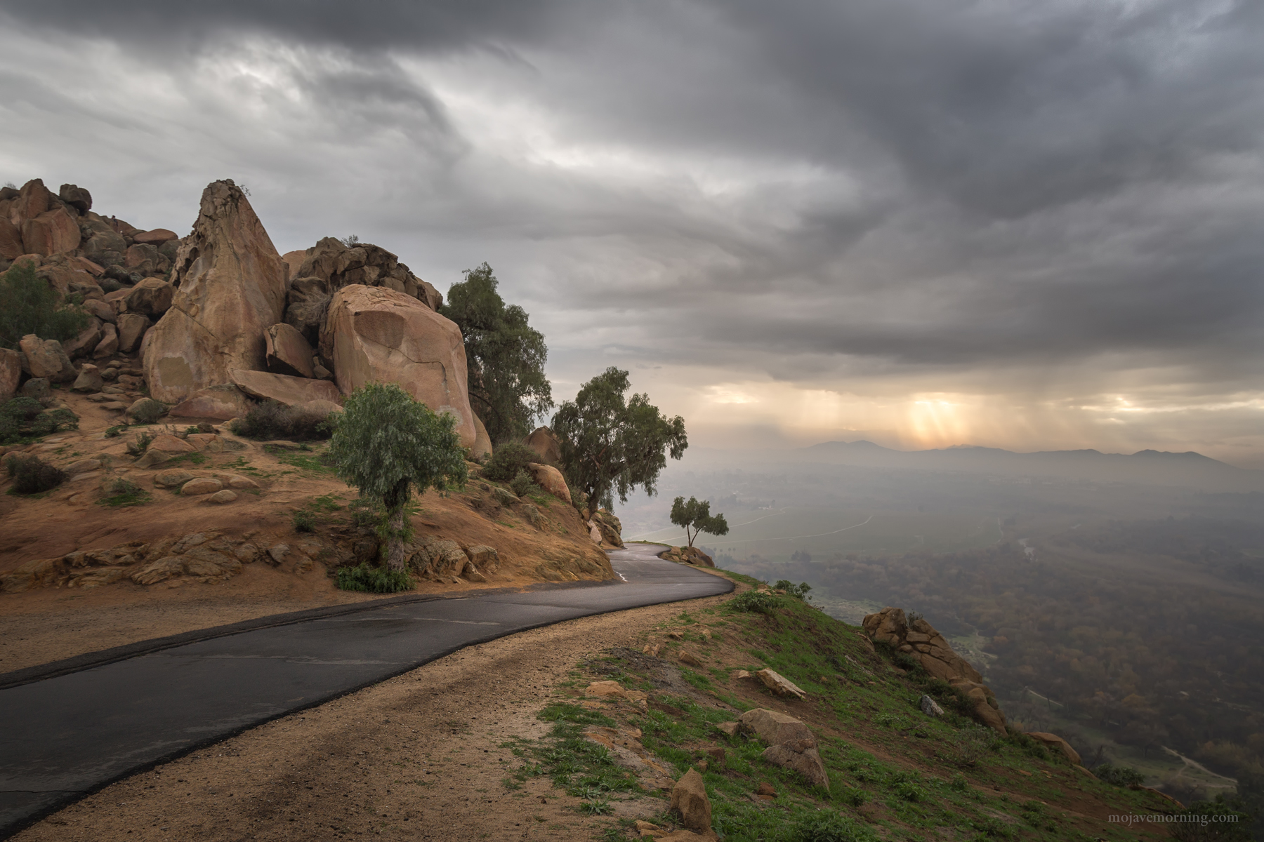 Stormy sunset on Mount Rubidoux, Riverside, California