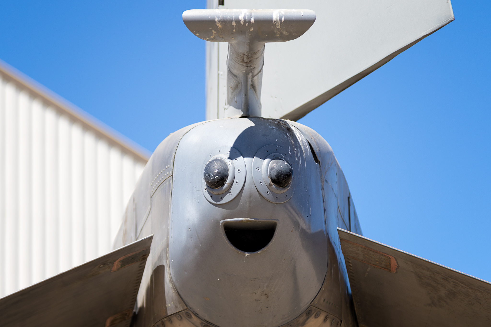 Smile! "How bad could it be," asks this Air Force bomber that once spent its time scattering cluster bombs on eastern jungles.