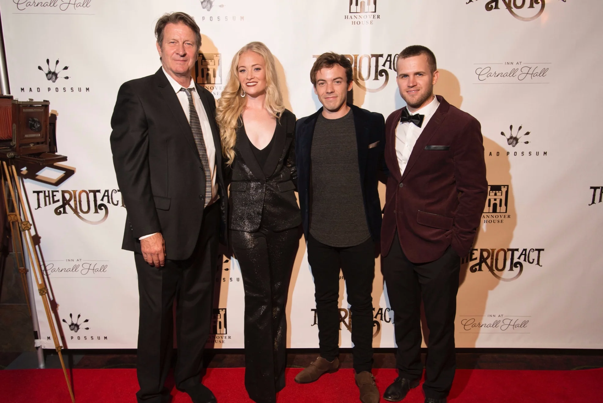 Brett Cullen, Lauren Sweetser, Connor Price, and Devon Parks at the red carpet premiere of The Riot Act.