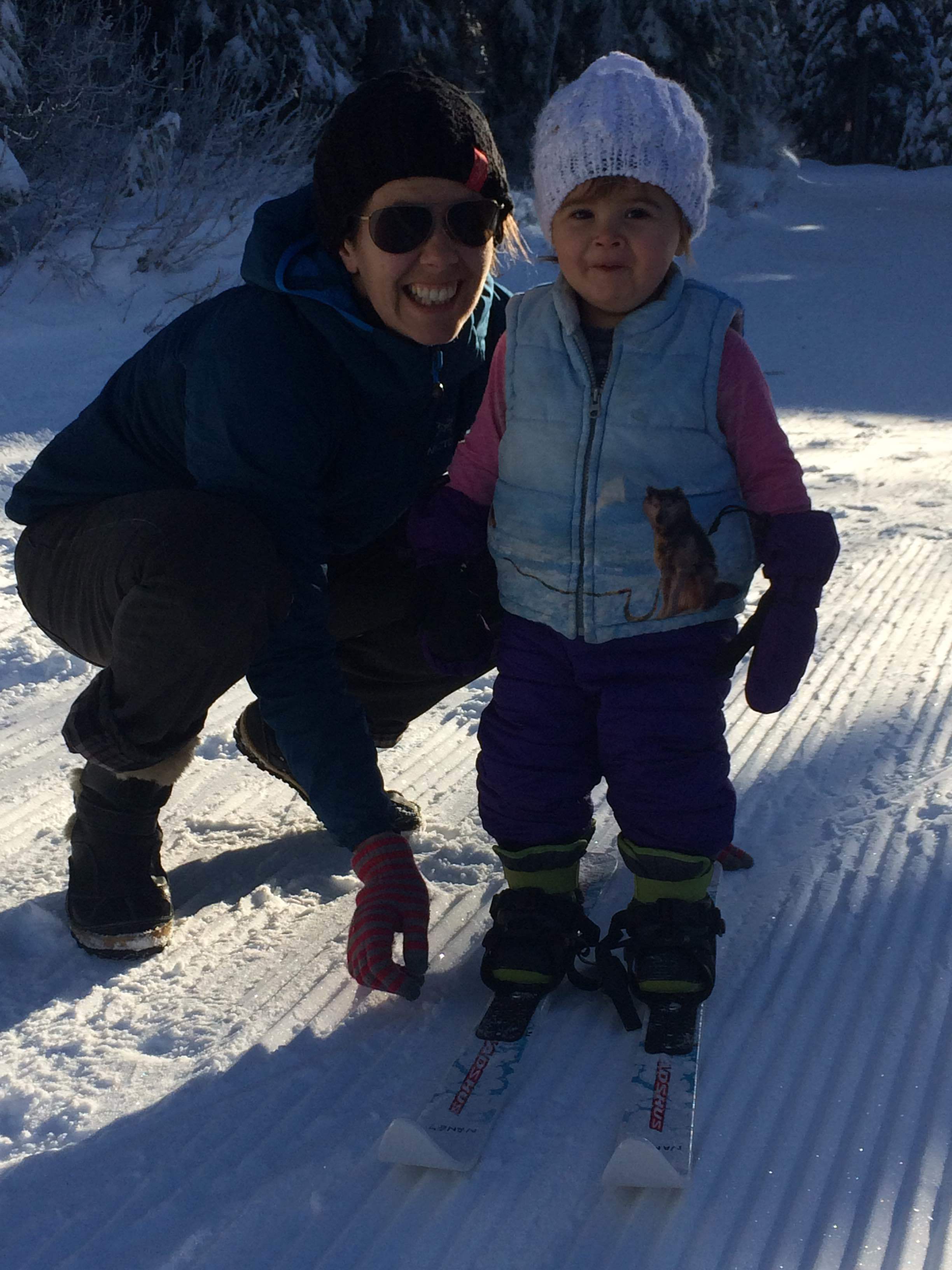 I figured getting Fiona to stand on her skis would be a win, but she was a champ!