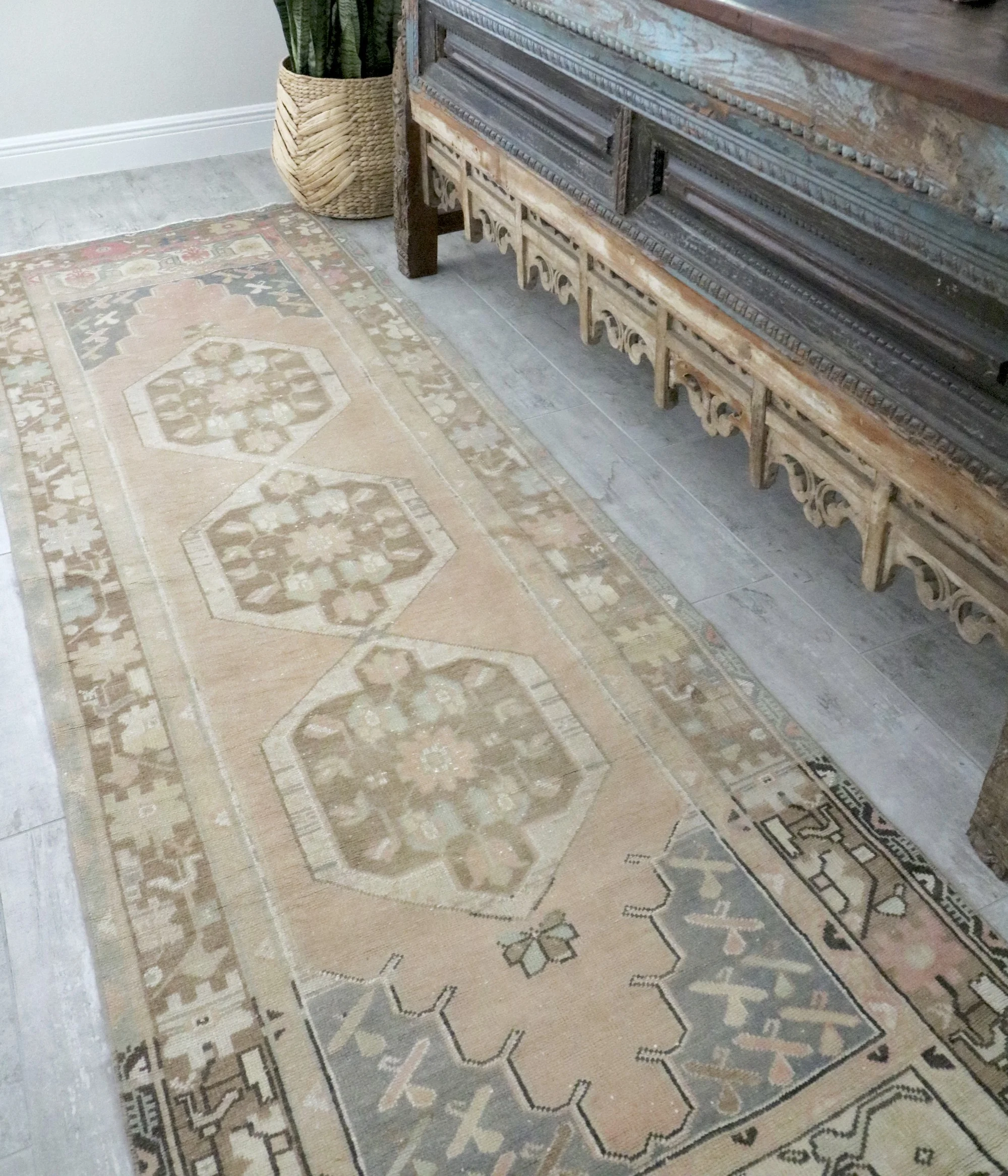 ON HOLD Vintage Pastel Turkish Runner Rug 