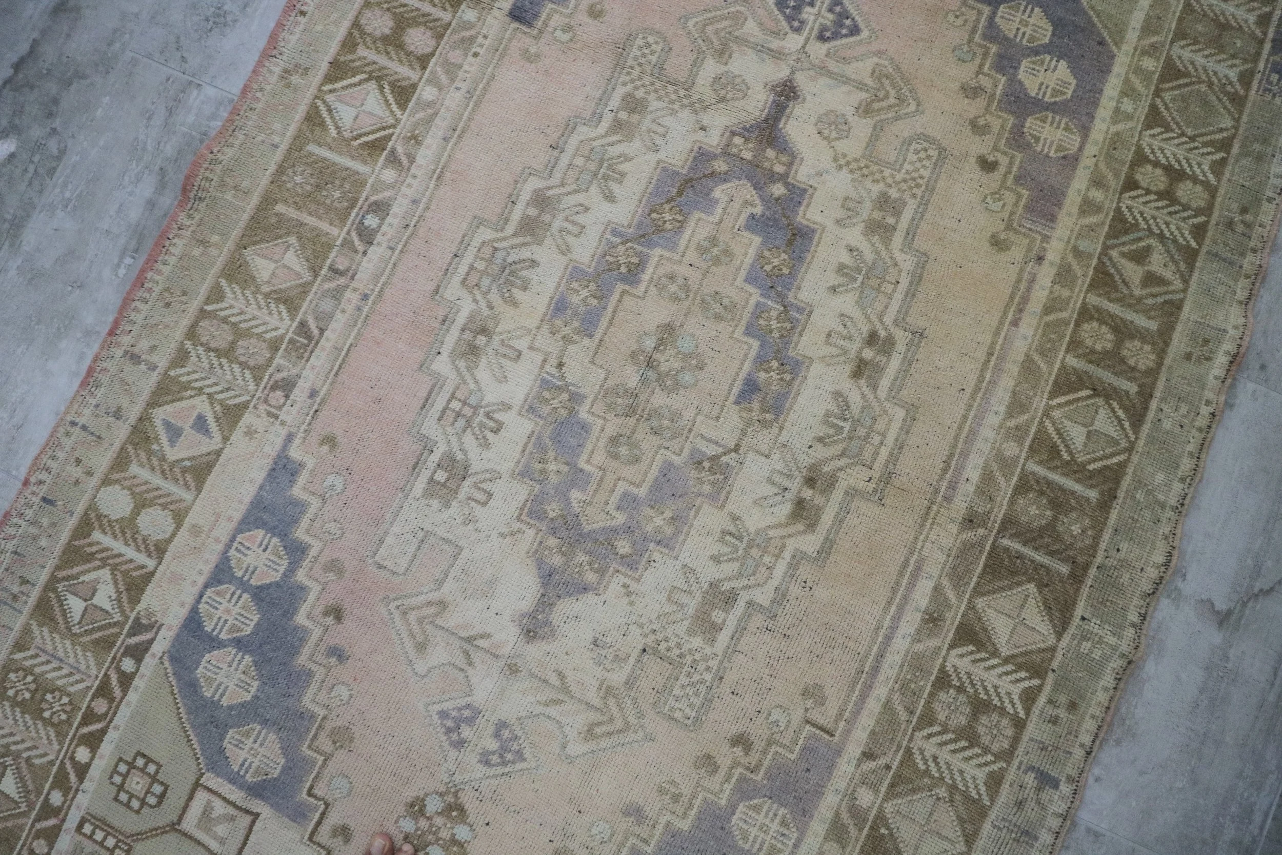 Vintage Turkish Oushak Pastel Rug