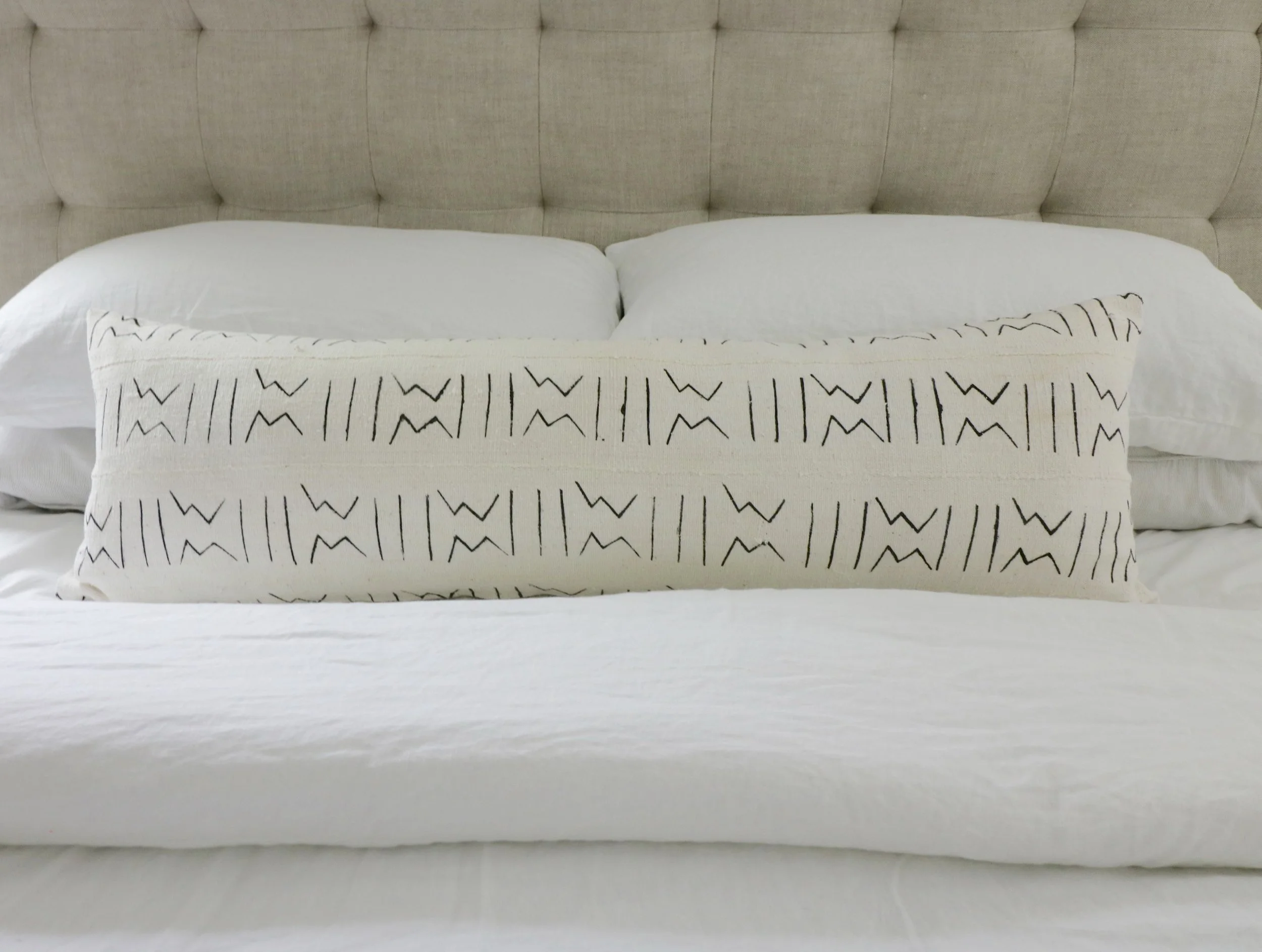 Vintage White Mud Cloth Body Pillow