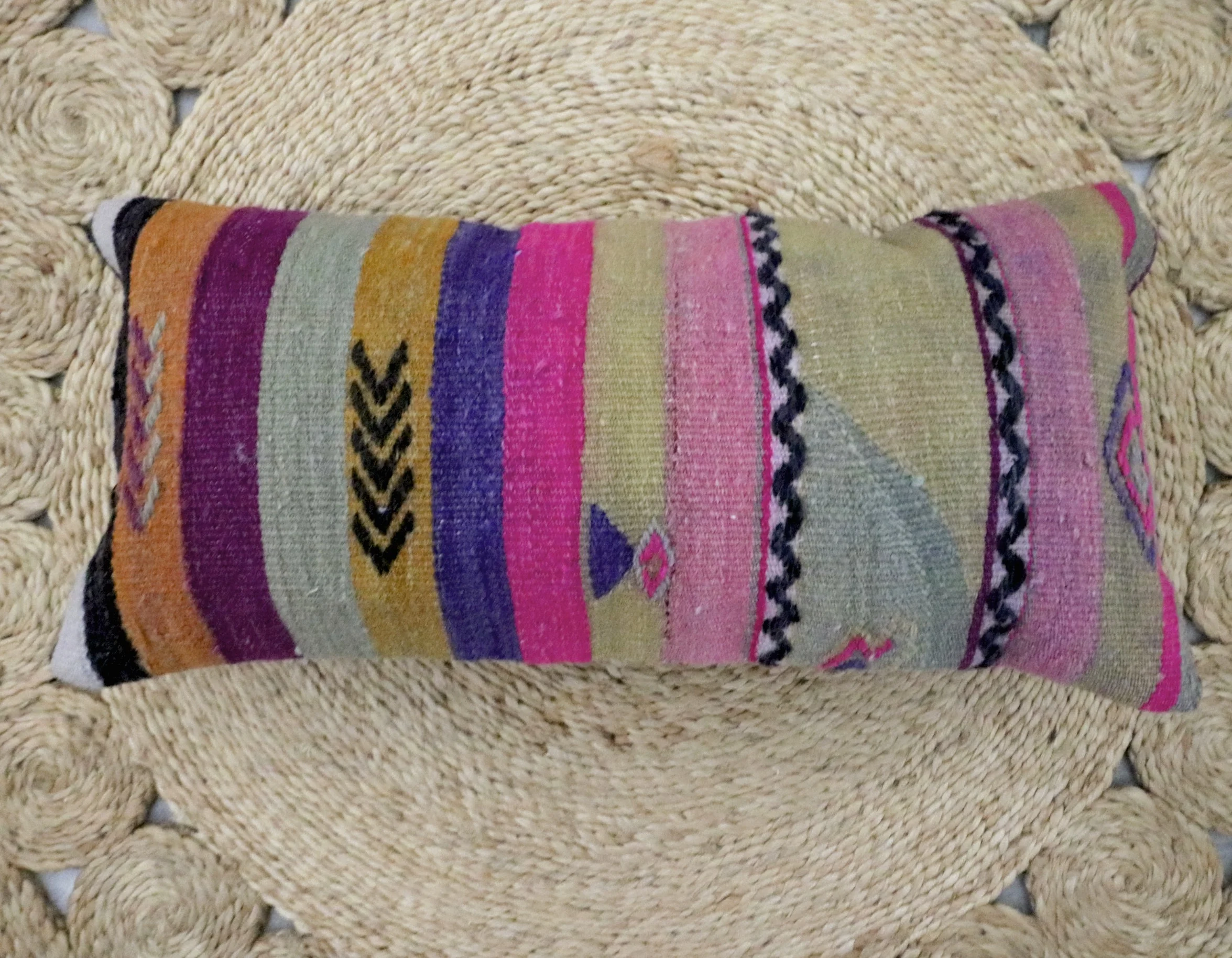 Multi-Color Kilim Lumbar Pillow 