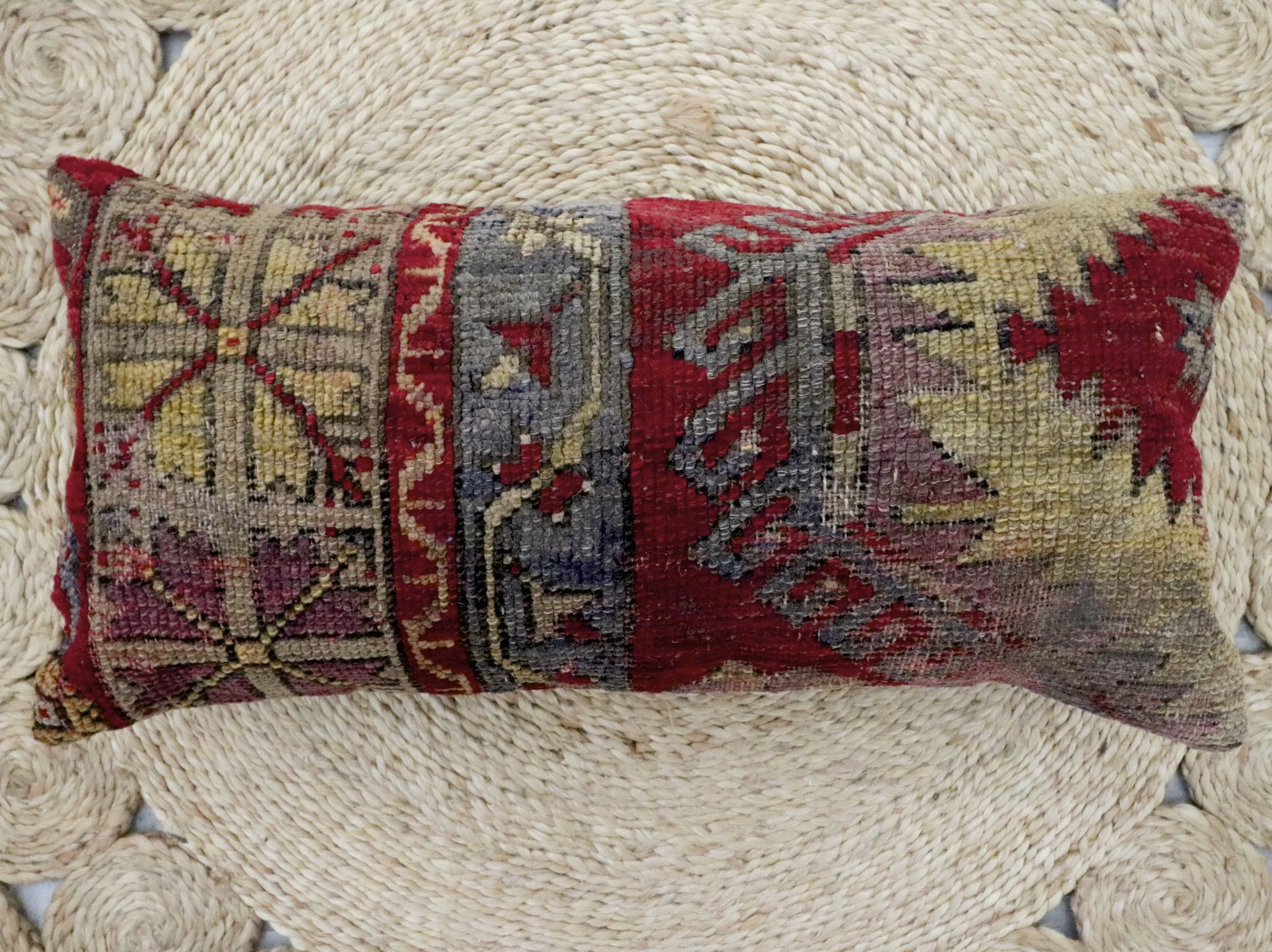 Vintage Armed Orchid Kilim Lumbar Pillow 