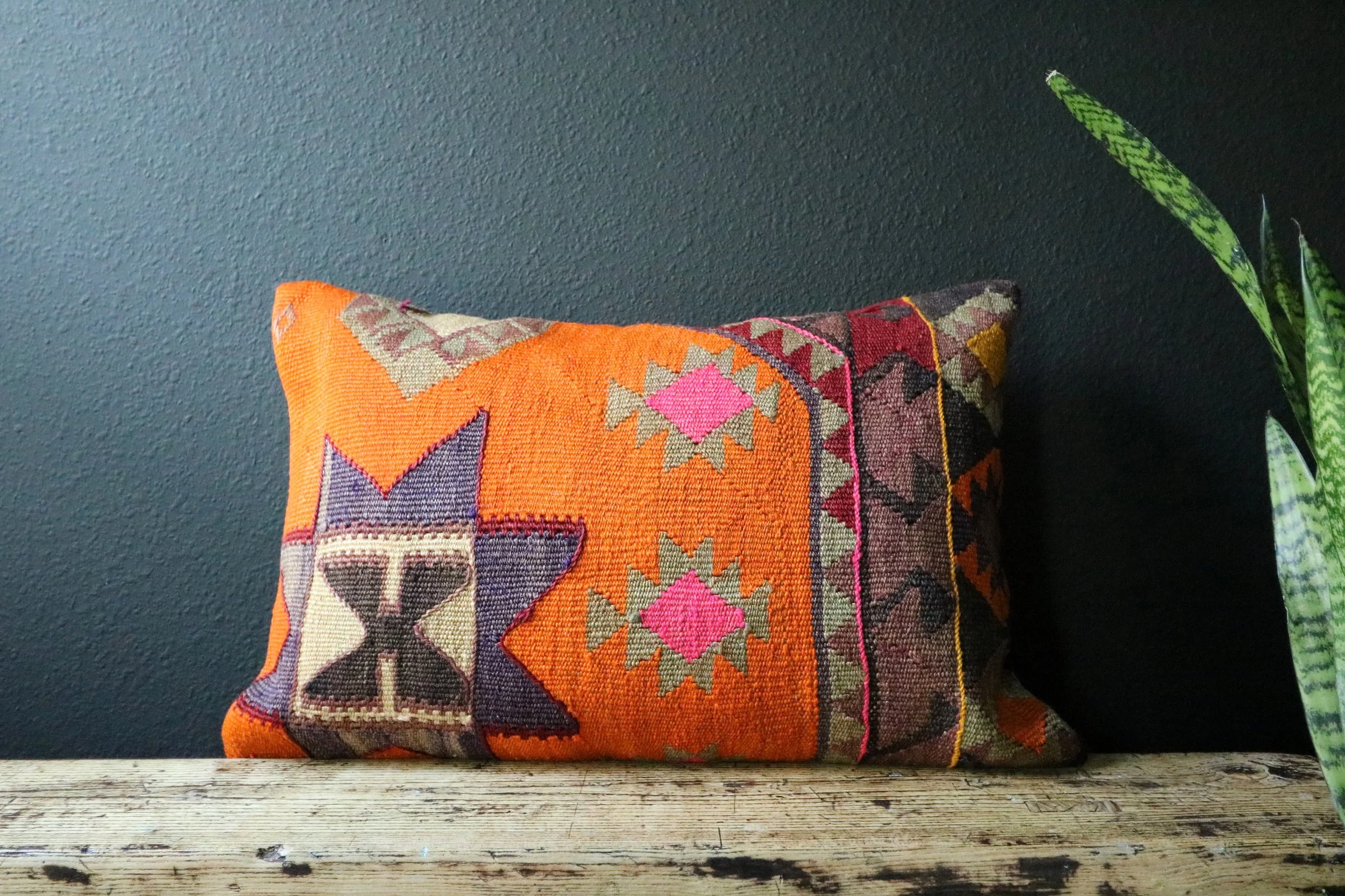 Orange Moon Vintage Kilim Pillow 