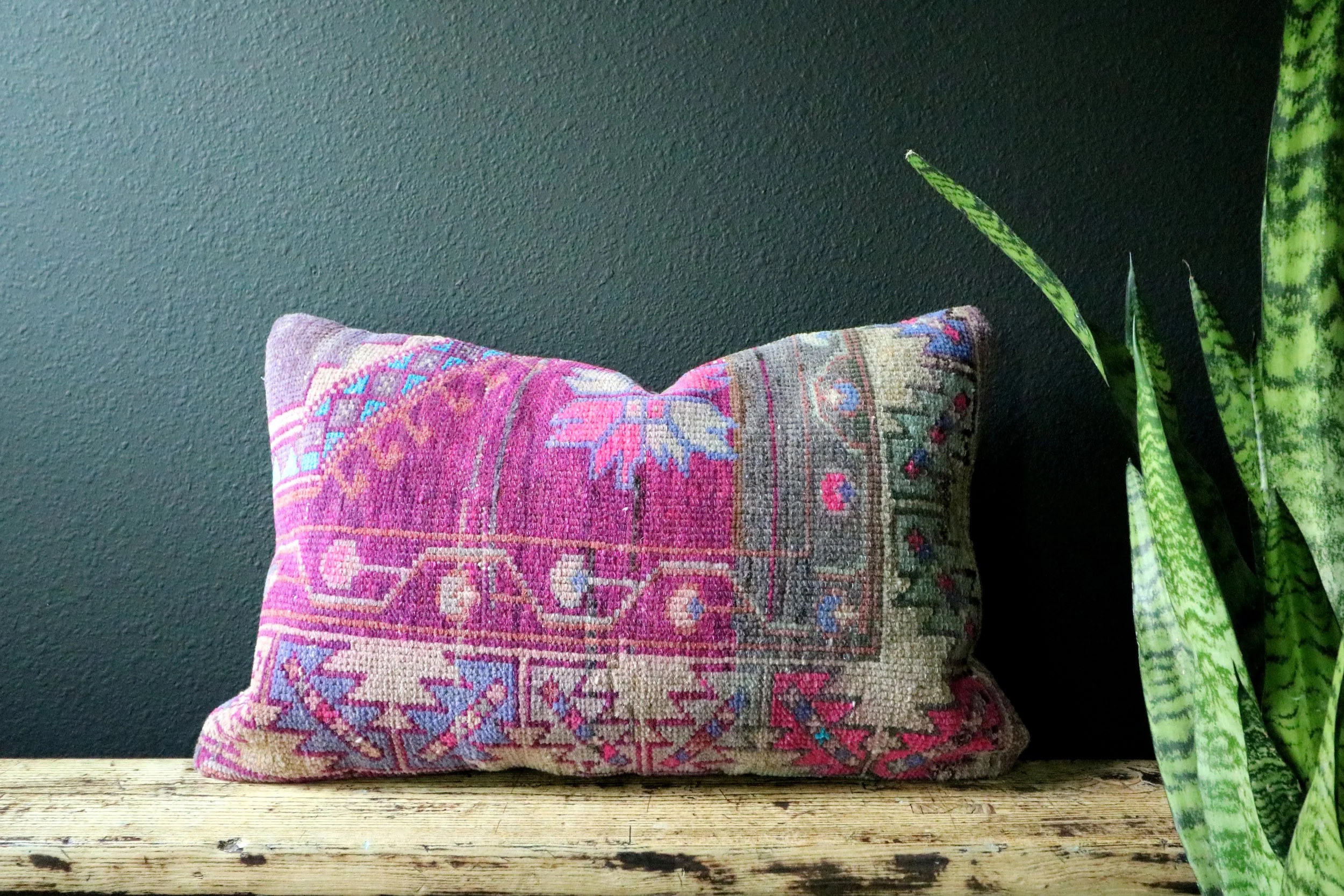 Wild Orchid Vintage Kilim Pillow 