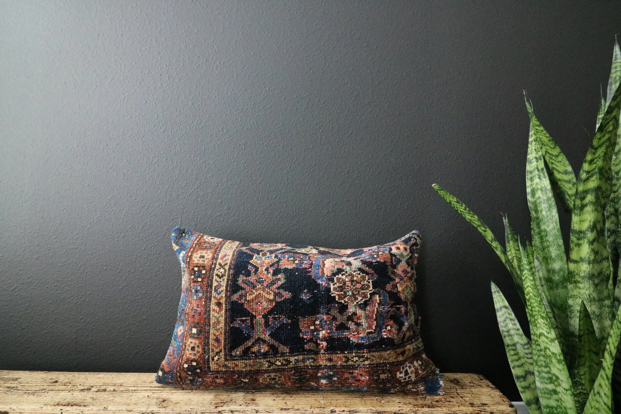 Blue and Copper Vintage Kilim Pillow 