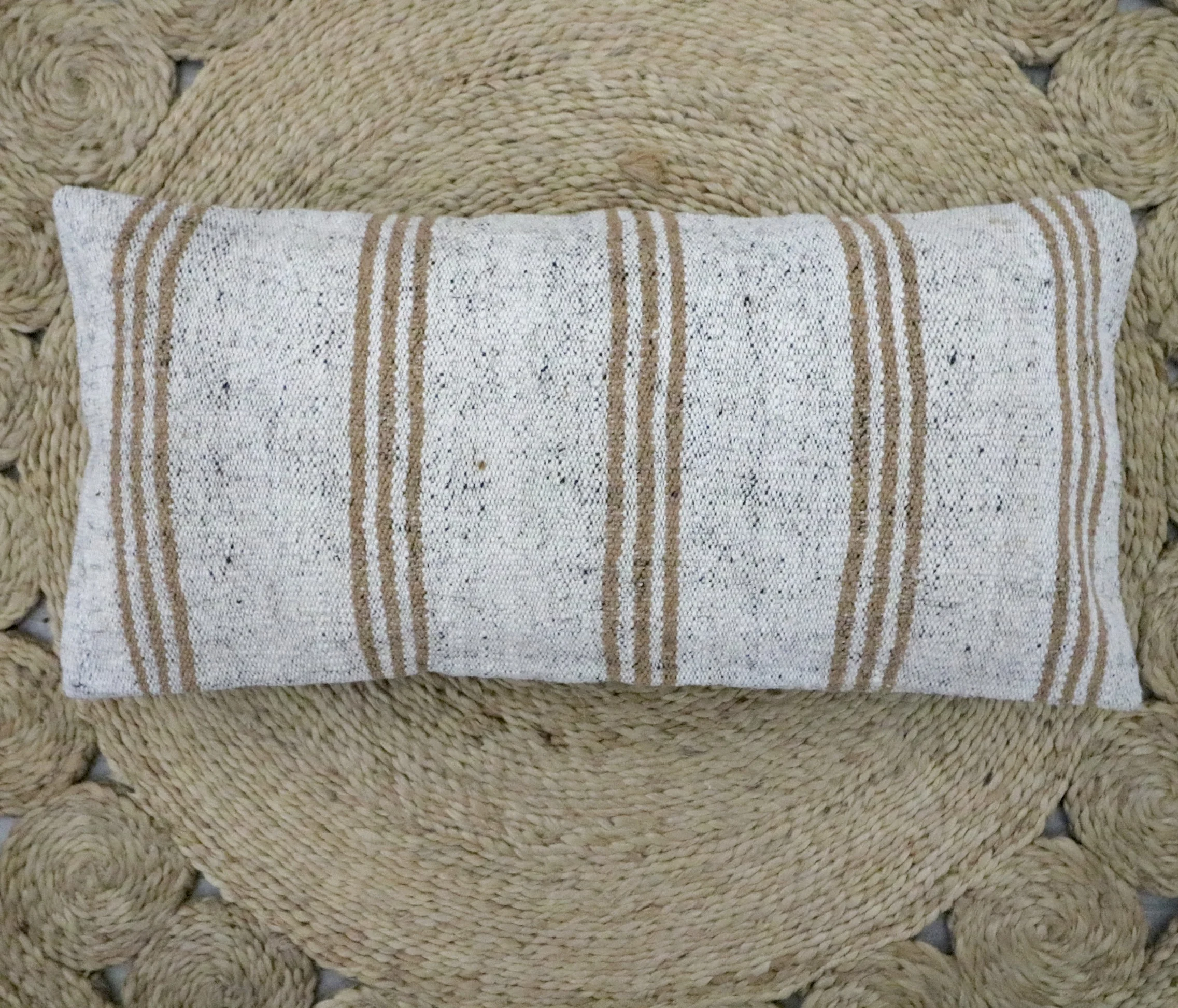 Stripe Farmhouse Vintage Hemp Lumbar Pillow