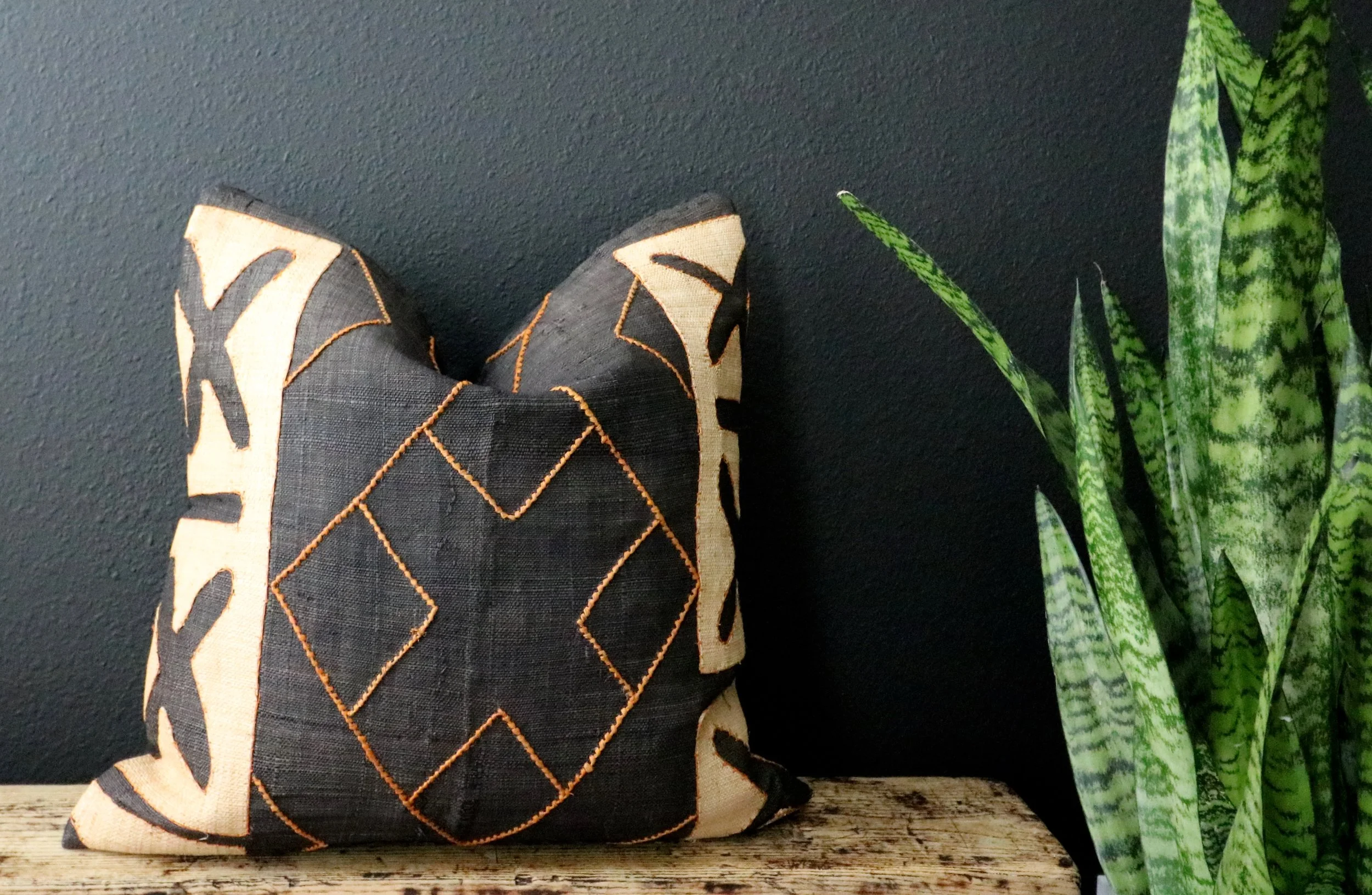 Black and Tan Kuba Pillow