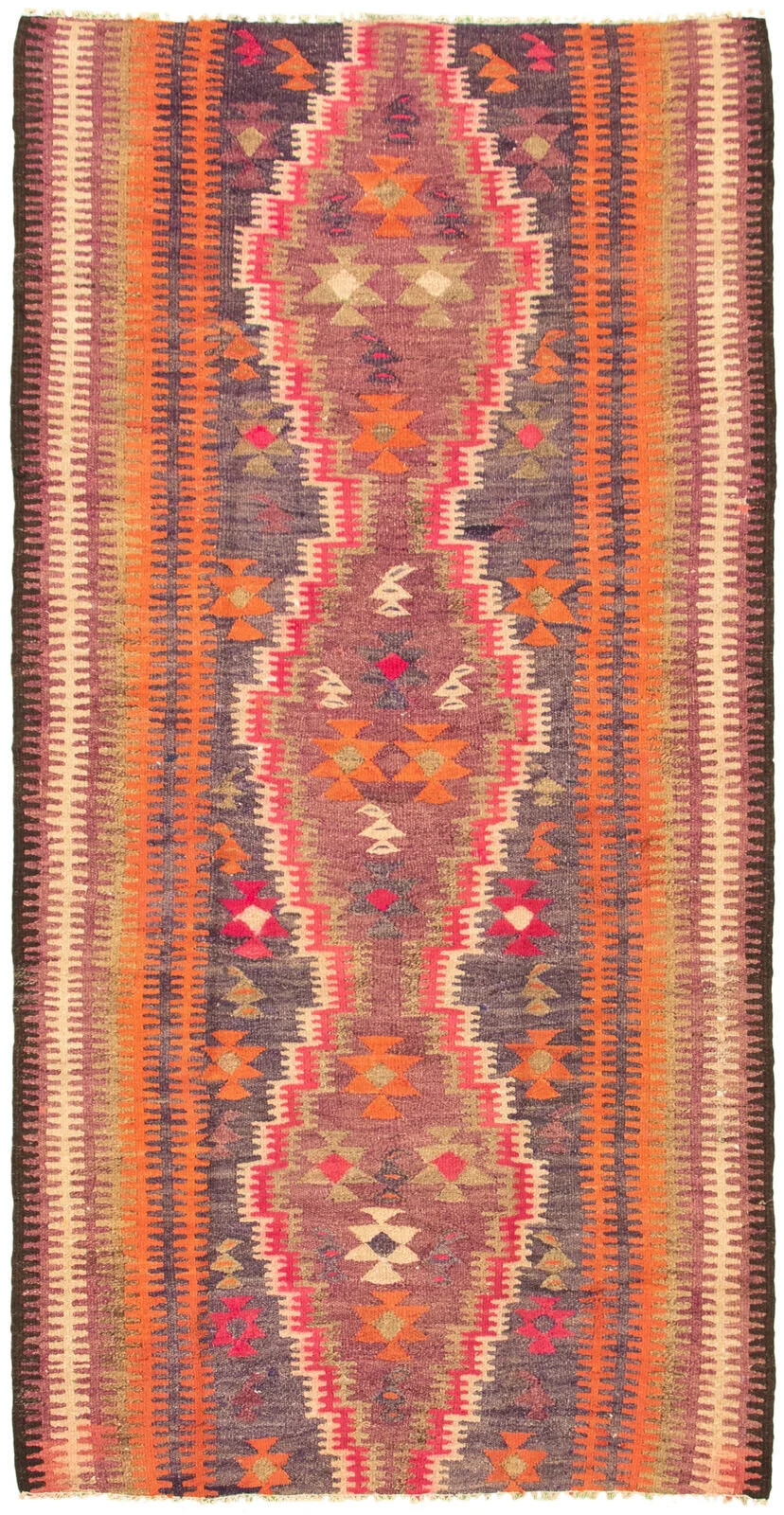 Magenta Star Semi Antique Afghan Kilim Rug