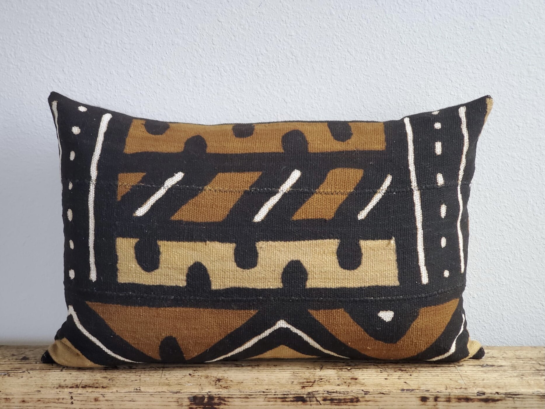 Vintage Mudcloth Wide Lumbar Pillow 