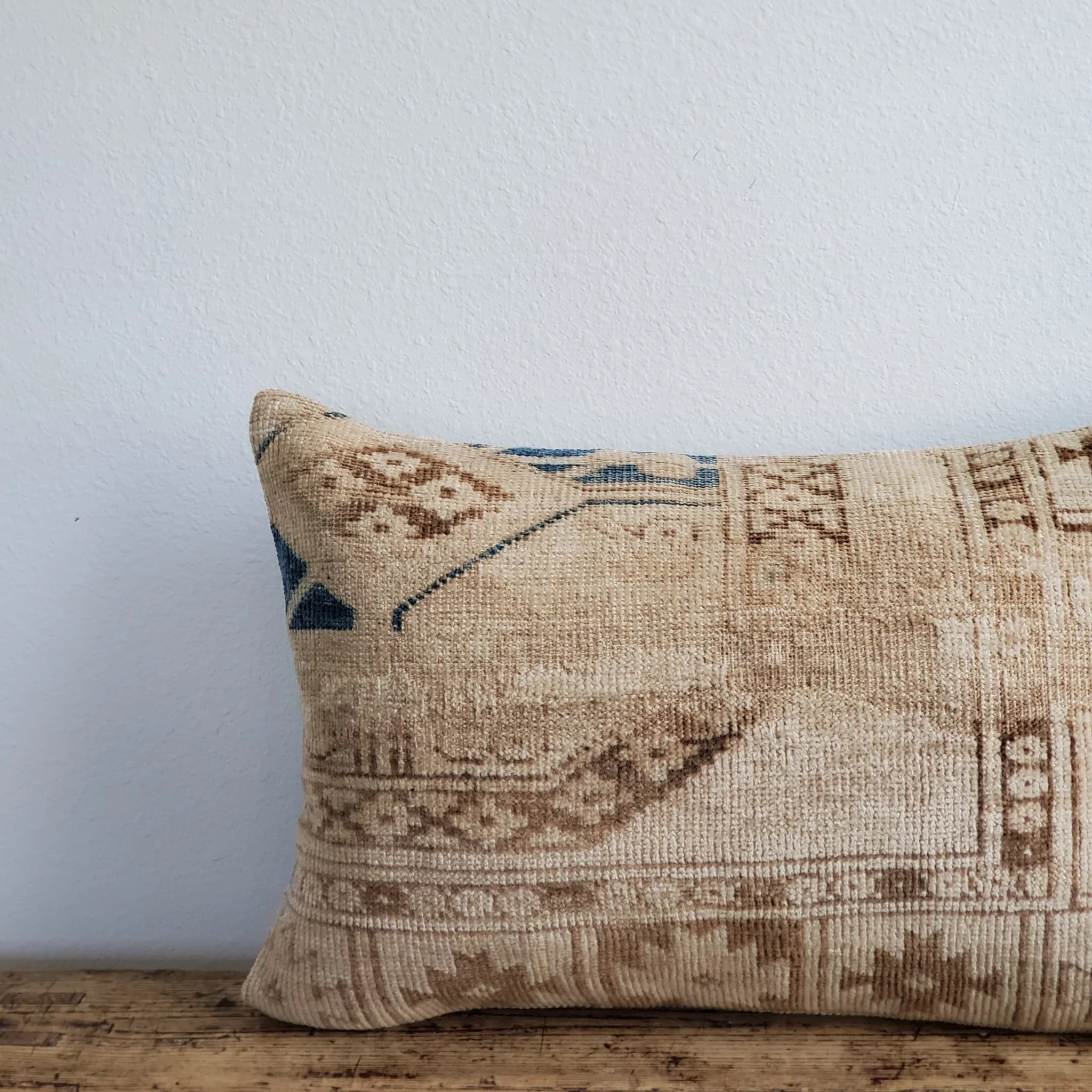 Desert Sand Vintage Kilim Wide Lumbar Pillow — BLUE SALVAGE