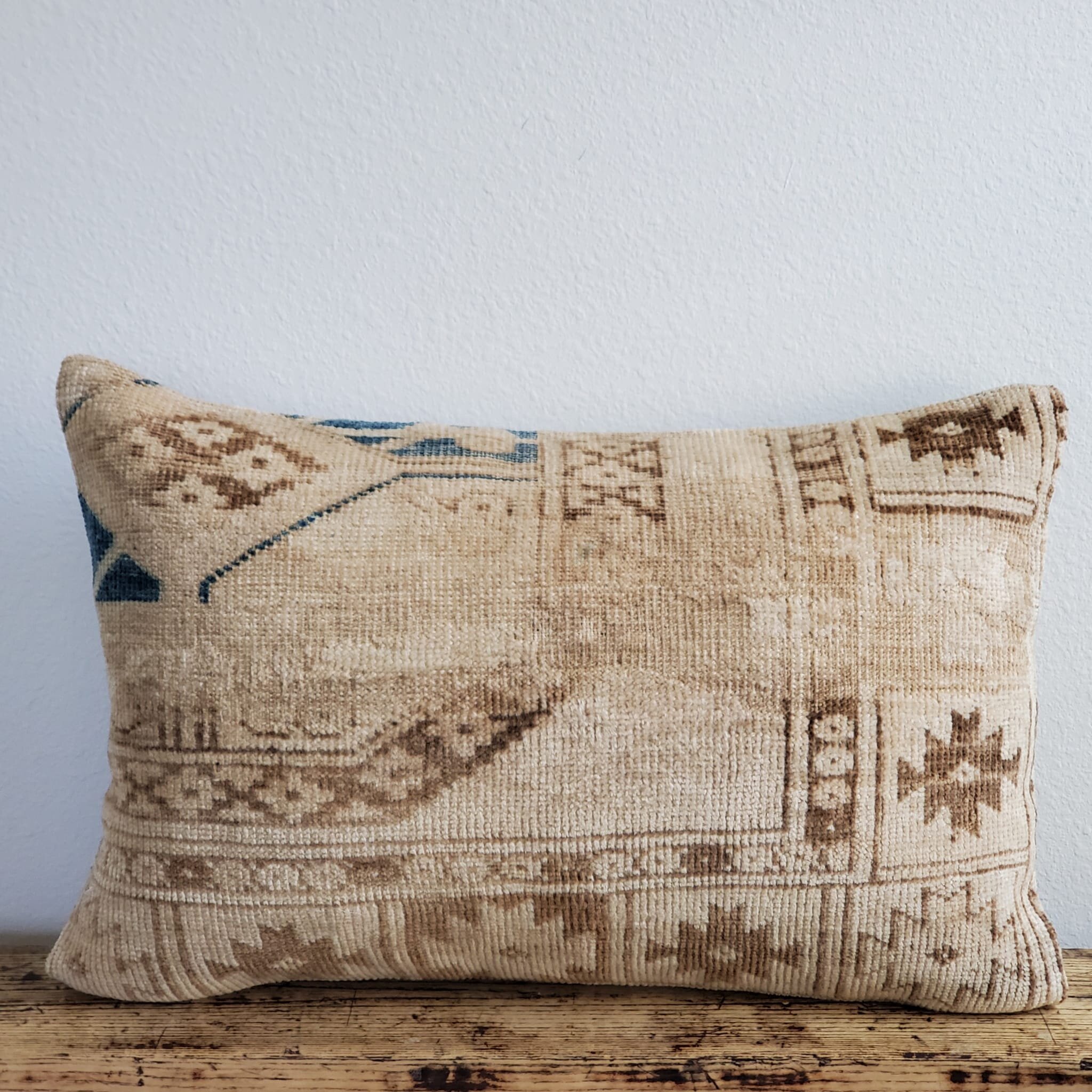 Desert Sand Vintage Kilim Wide Lumbar Pillow