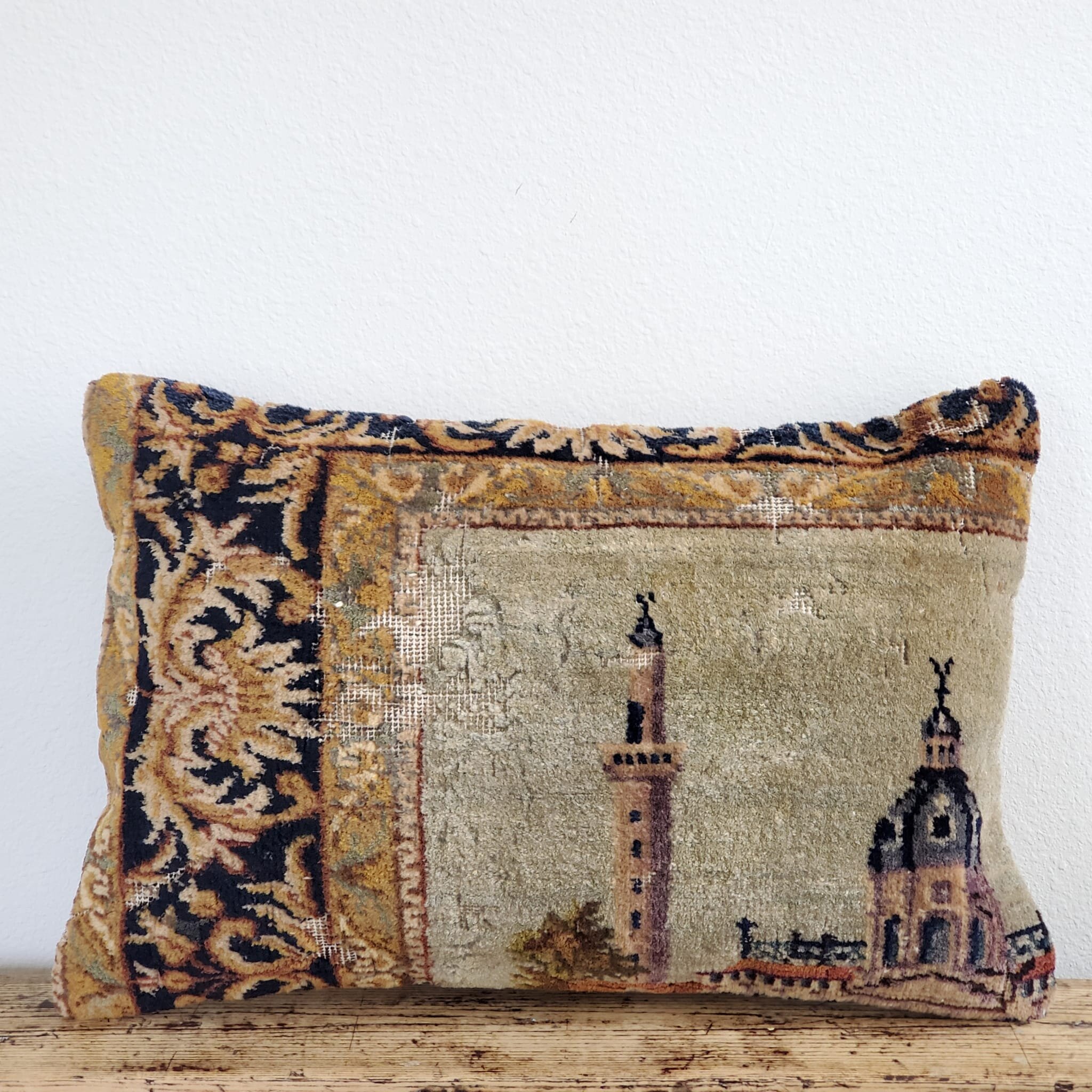 Blue Tower Vintage Kilim Wide Lumbar Pillow
