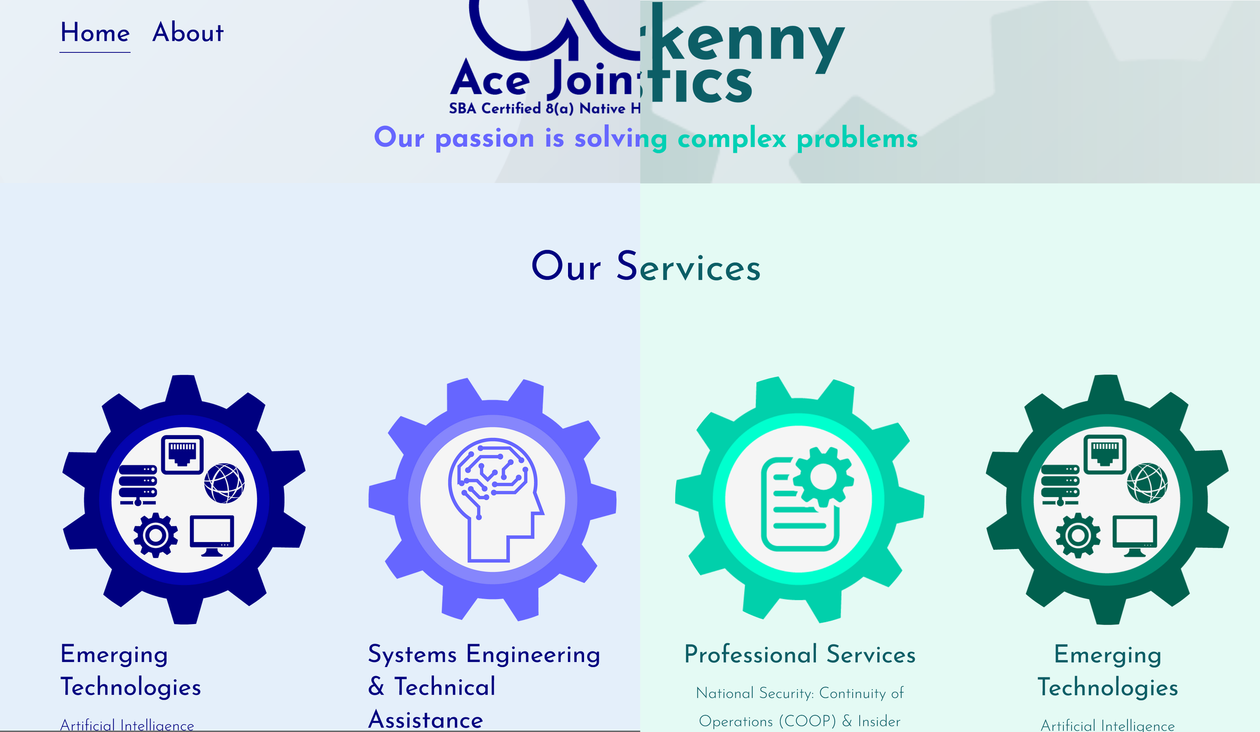 Side-by-side screenshot of Ace JV and Letterkenny Logistics website homepages