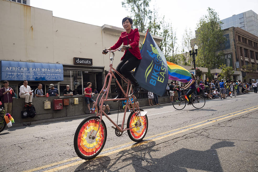 Several Bikes paraded down the streets of Oakland