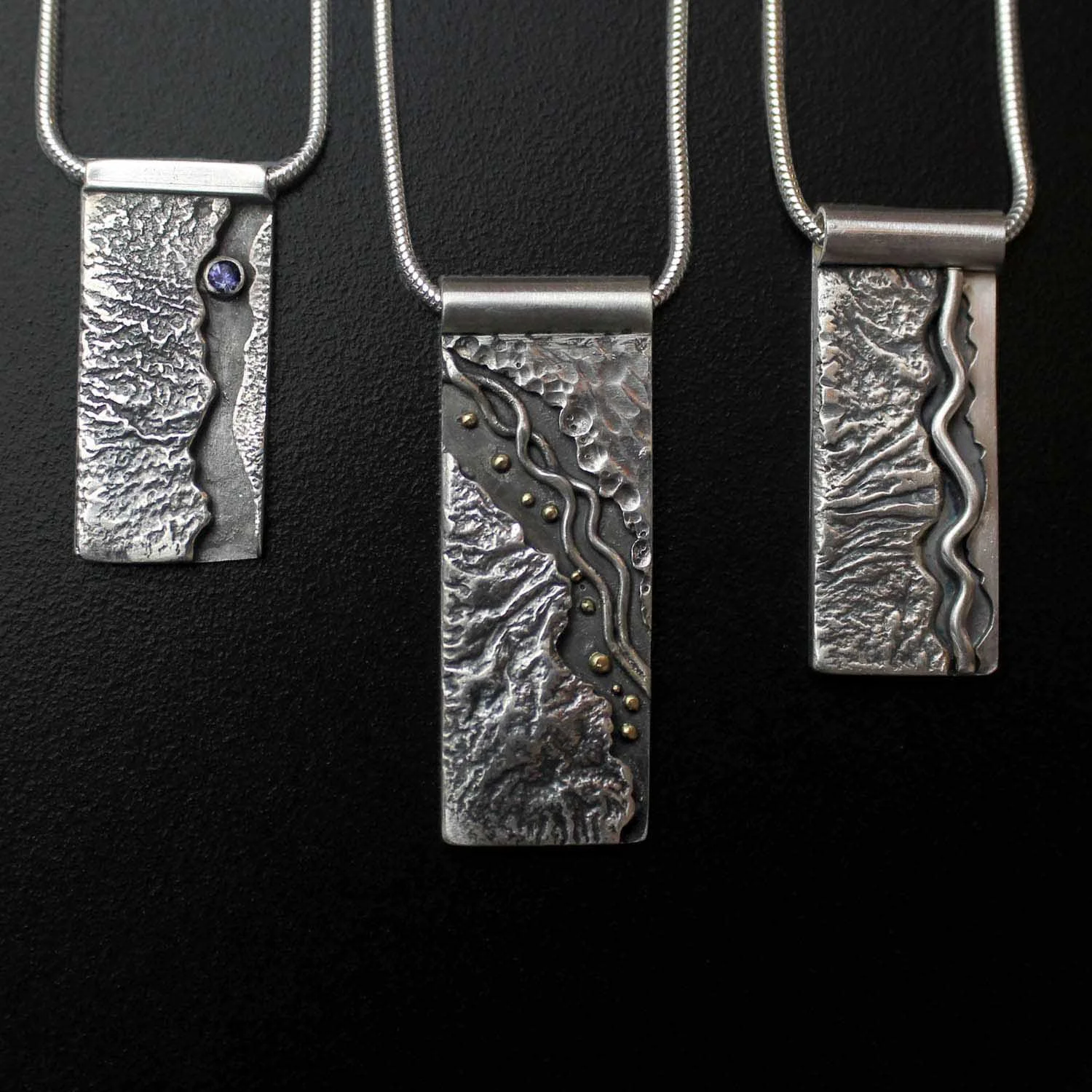 Coastline and Mountain River Pendants by Abi Cochran
