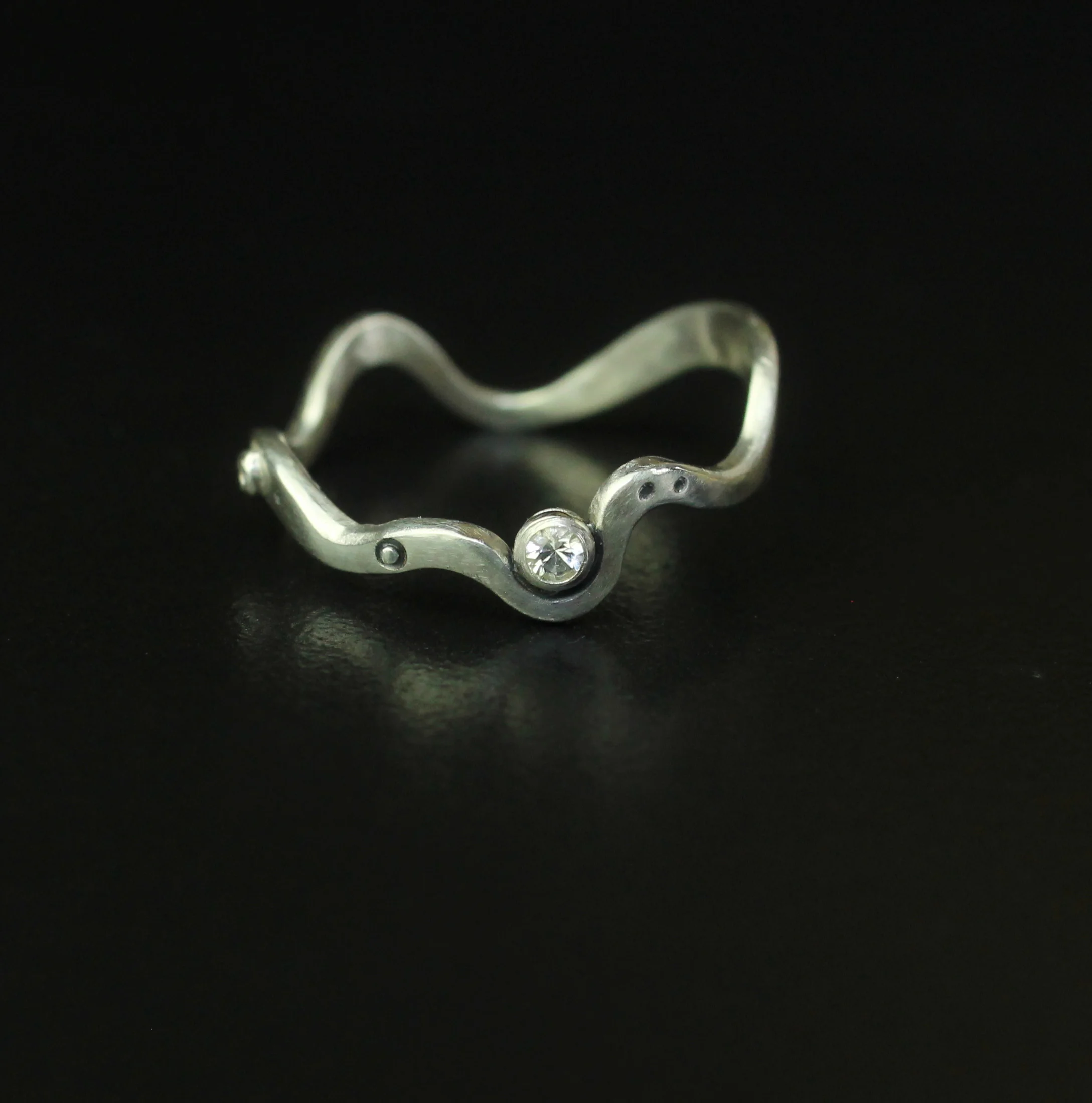 White Sapphire River Ring