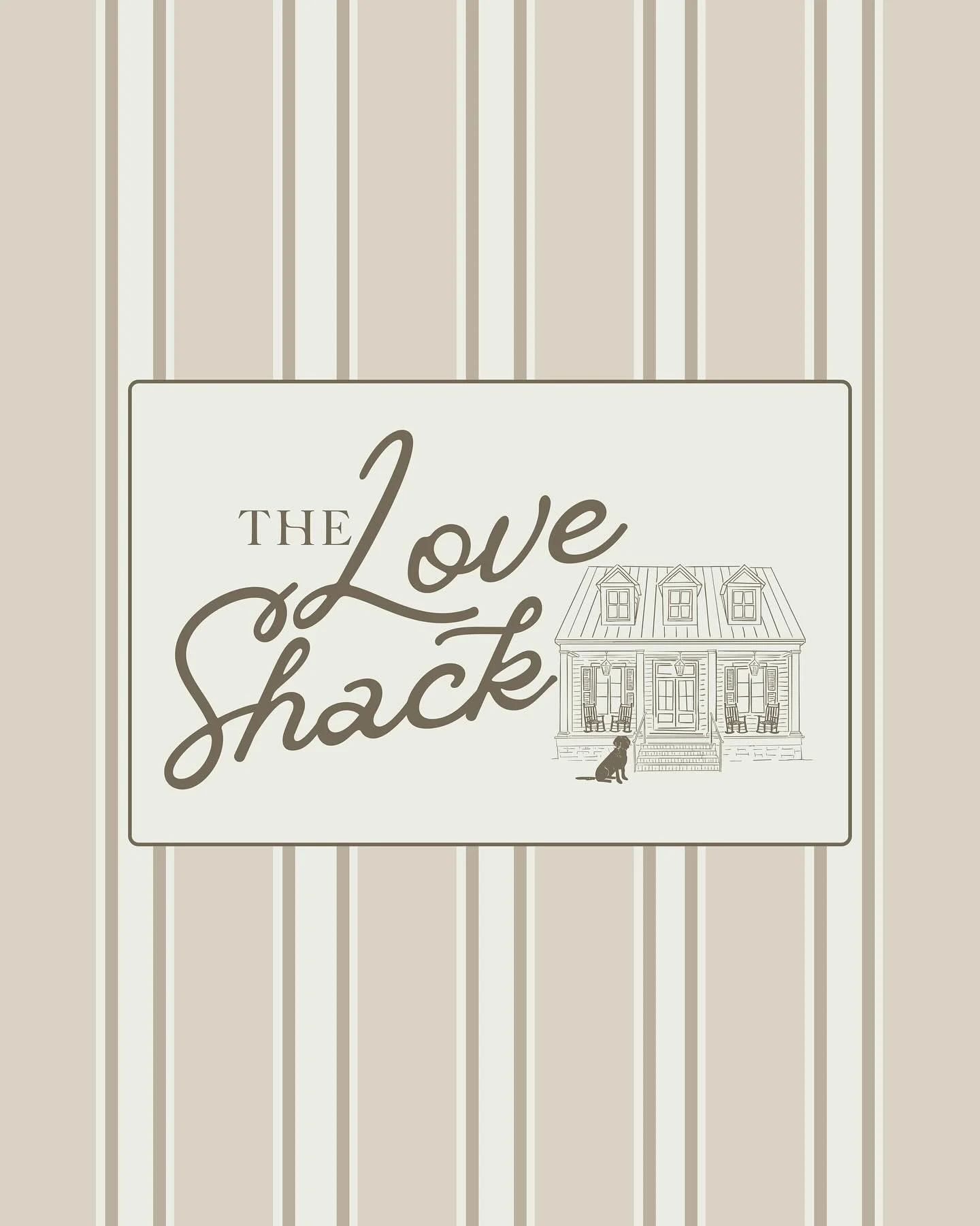 I had so much fun bringing The Love Shack brand to life. Rooted in Southern tradition, The Love Shack gives new meaning to a monogram, where sporting lodge charm meets heirloom-inspired design. I paired custom hand-drawn elements with a timeless pale