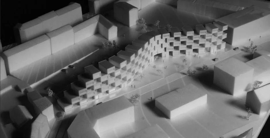 An early concept model of a residential building project at the DONG site in Copenhagen - image © BIG