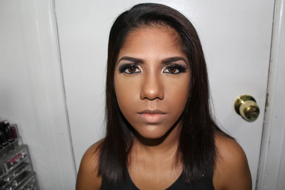  Lashes: Ardell Demi Wispies  Lash Glue: Duo  Powder: L'Oreal True Match Super Blendable Powder  Highlighter: Gold Deposit by MAC,  &nbsp;&nbsp;&nbsp;&nbsp;&nbsp;&nbsp;&nbsp;&nbsp;&nbsp;&nbsp;&nbsp;&nbsp;&nbsp;&nbsp;&nbsp;&nbsp;&nbsp;&nbsp;&nbsp; BEC