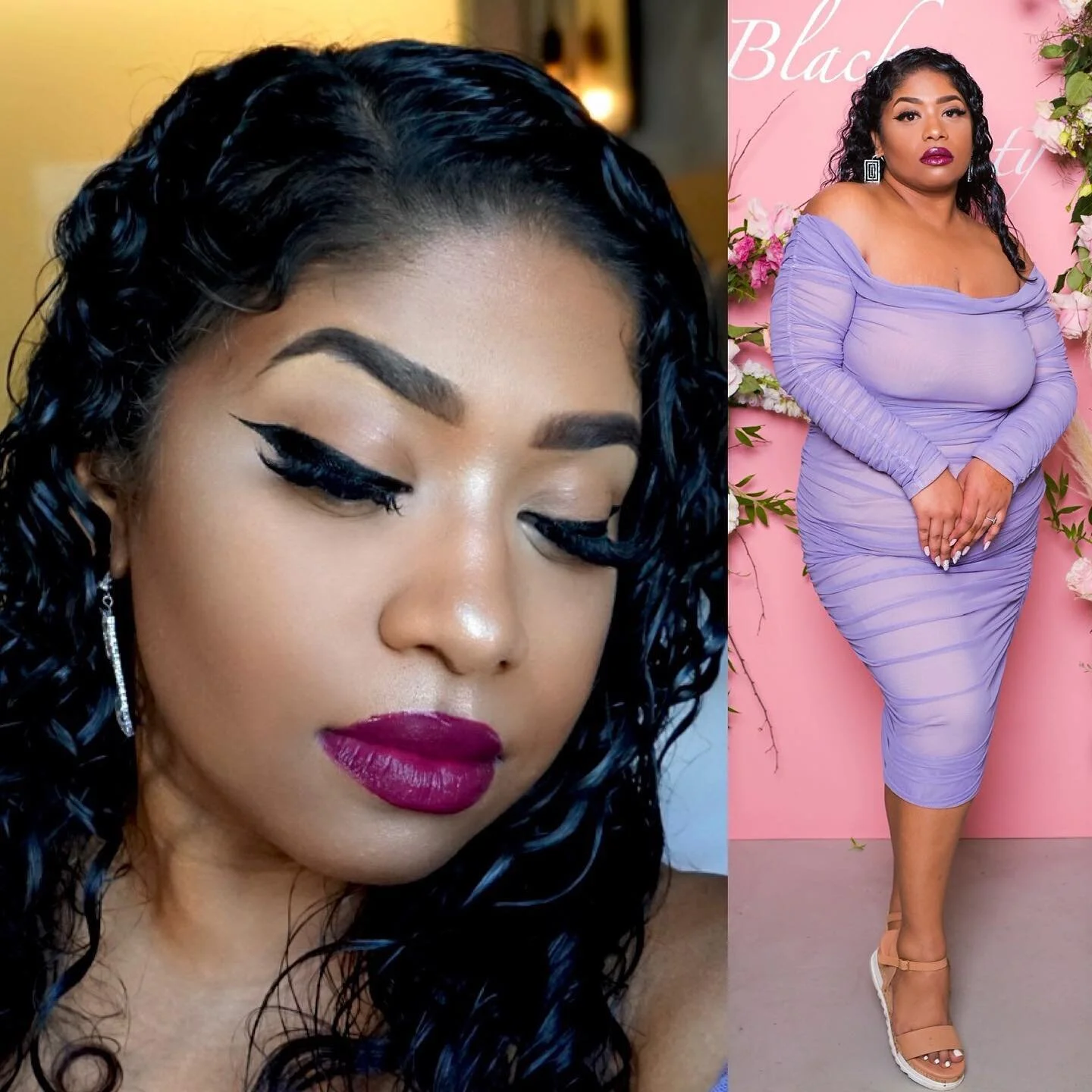 🔮 THE BEAUTY BREAKDOWN🔮 
.
.
.
Products Used: 
@elfcosmetics Gripping Primer &amp; Fine Face Mist 
@hudabeauty Semi Matte Lip Gloss in Bawse 
@ilmakiage Liquid Eye Liner Pen &amp; @carlibel Moonstruck Palette 
@milkmakeup Blur + Set Setting Powder 