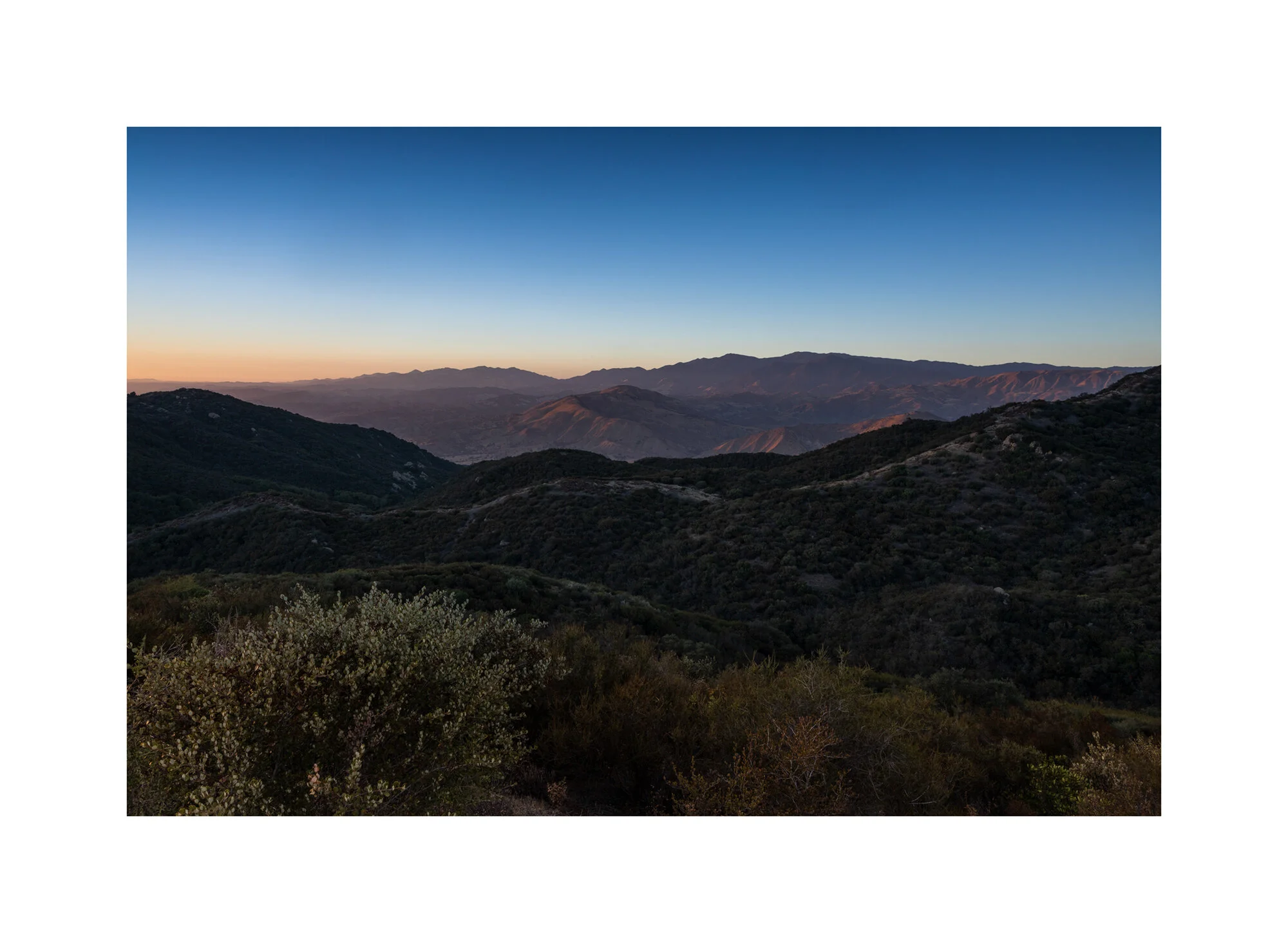 On top of the mountains above Santa Barbara, looking northwest into the Los Padres National Forest.