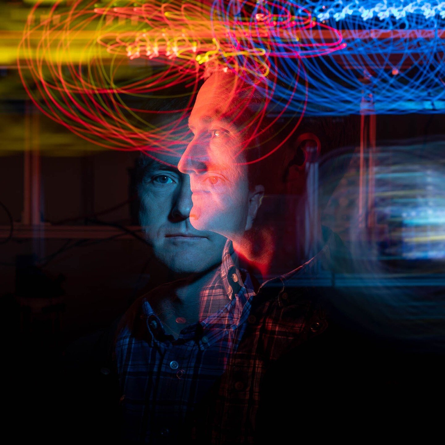 For UC Santa Barbara Magazine, the folks who are doing cutting edge quantum physics research.

The faculty portraits were done with an in-camera double exposure by using a long exposure in a dark room coupled with 2 different lights fired separately.