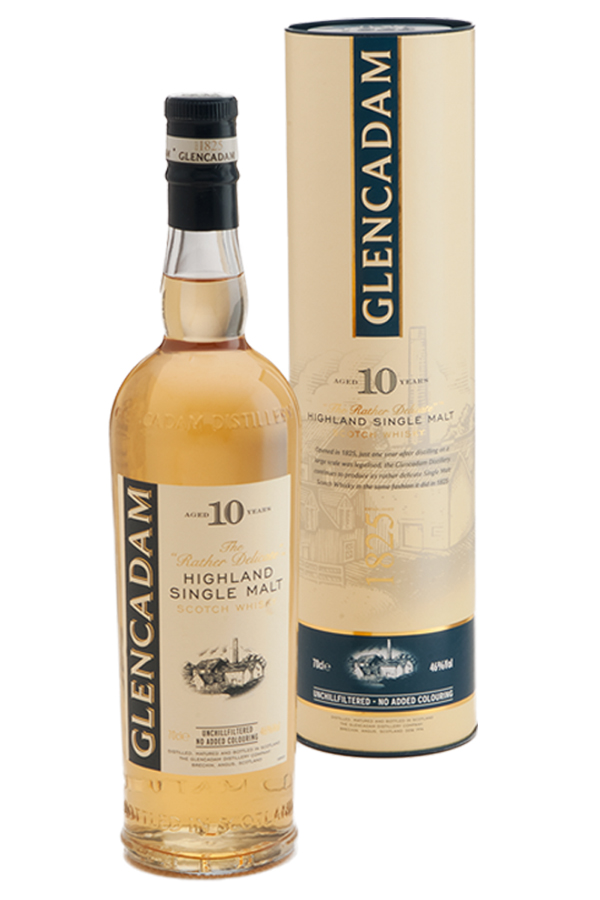Multi-award winning Glencadam Highland Single Malt Scotch Whisky Aged 10 Years is a fine example of centuries of craftsmanship and tradition. “The Rather Delicate” malt with a beautifully balanced, pure flavor.
