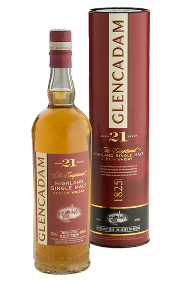 Multi-award winning Glencadam Highland Single Malt Scotch Whisky Aged 21 Years is a fine example of centuries of craftsmanship and tradition. “The Exceptional” malt with a beautifully lingering, true flavor.