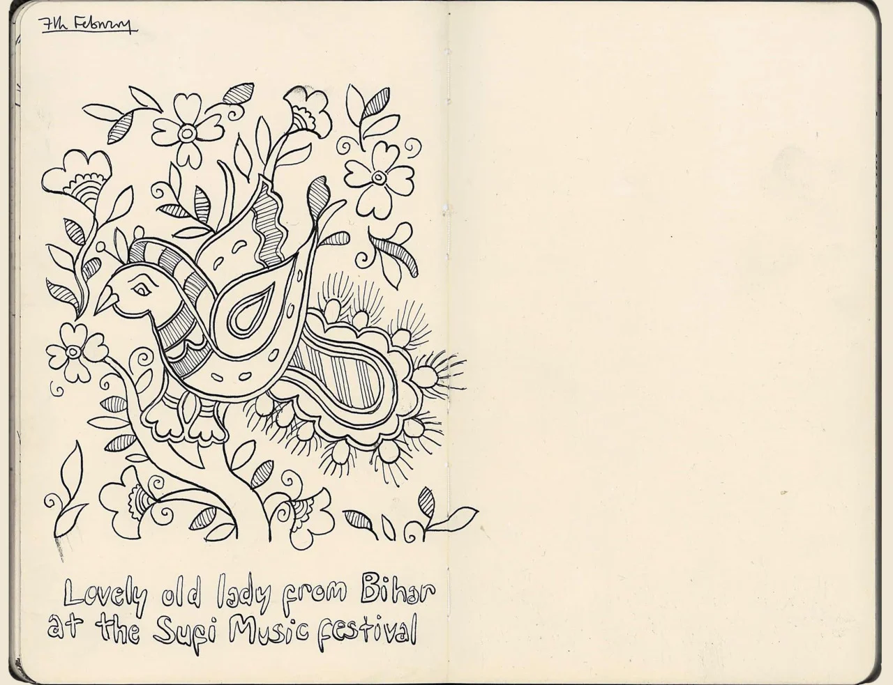 We went to a Sufi music festival and met an old lady selling hand-painted postcards from Bihar.